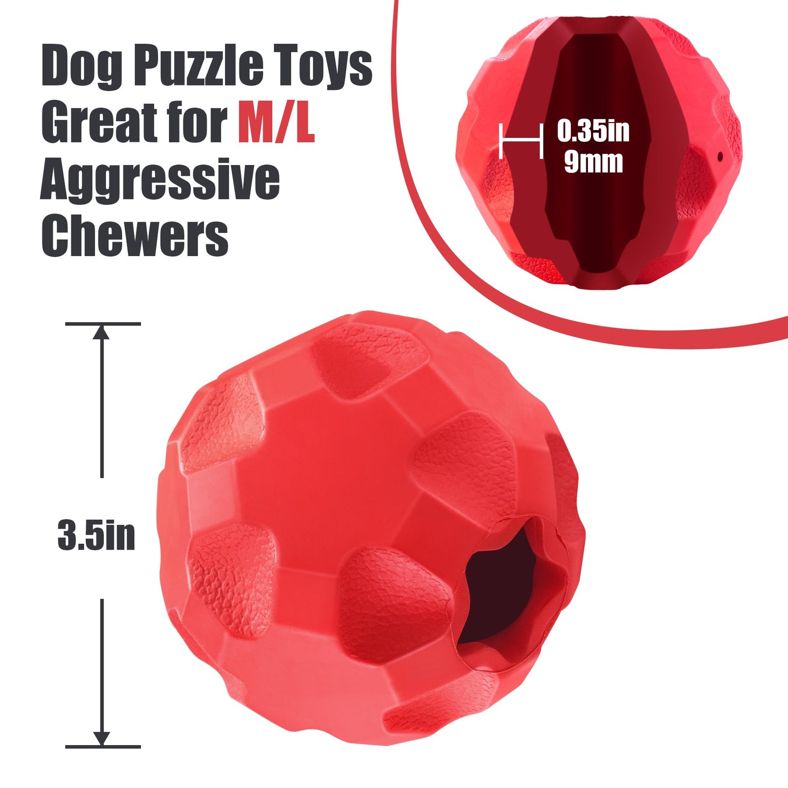 TROUSKAIG Treat Dispensing Dog Toys for Big Ball, Red