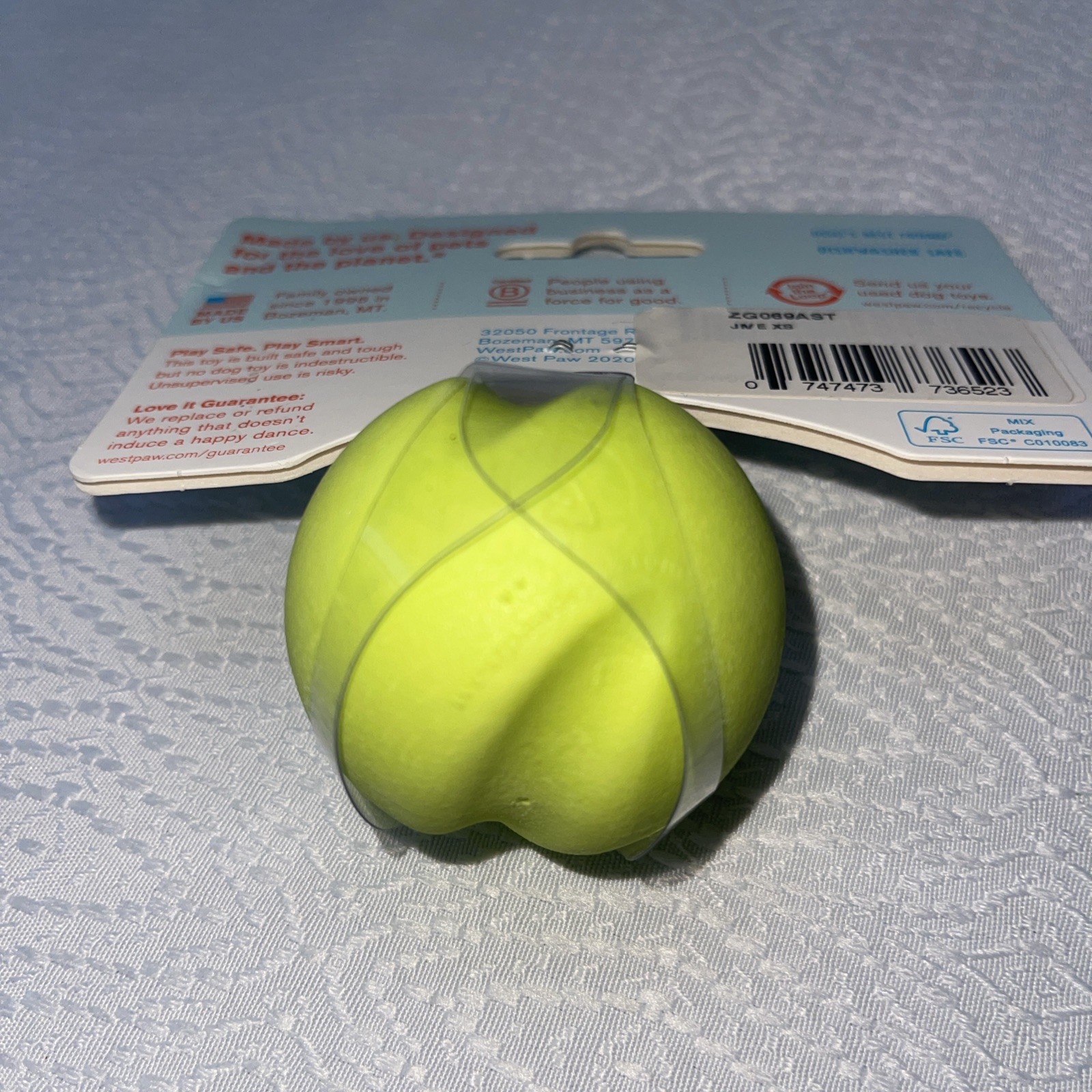 West Paw Jive XS Dog Chew Toy Durable Dishwasher Safe Recycled Plastic Blue