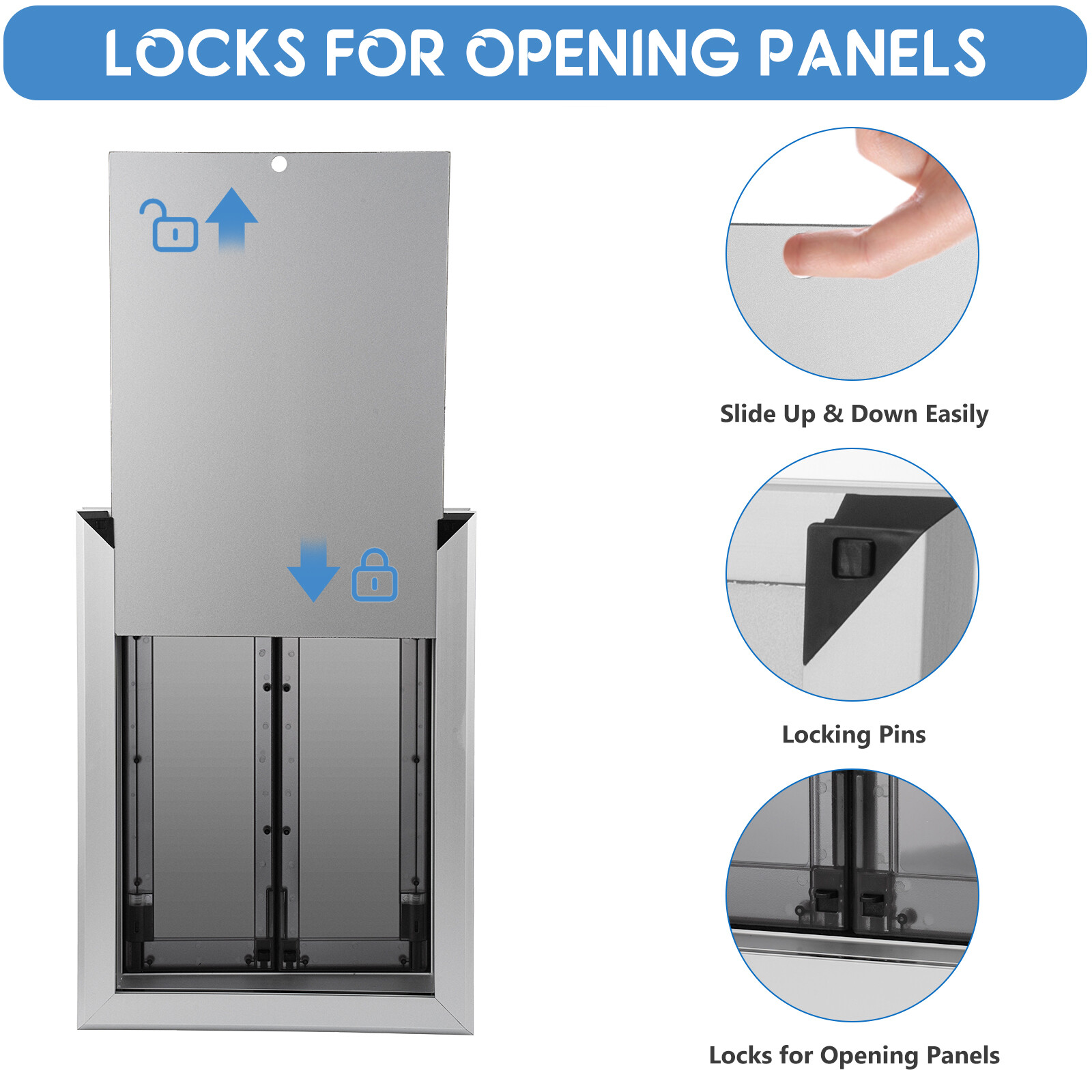 16” x 21” Extra Large Dog Door Aluminum Pet Door Double Panels Automatic Close