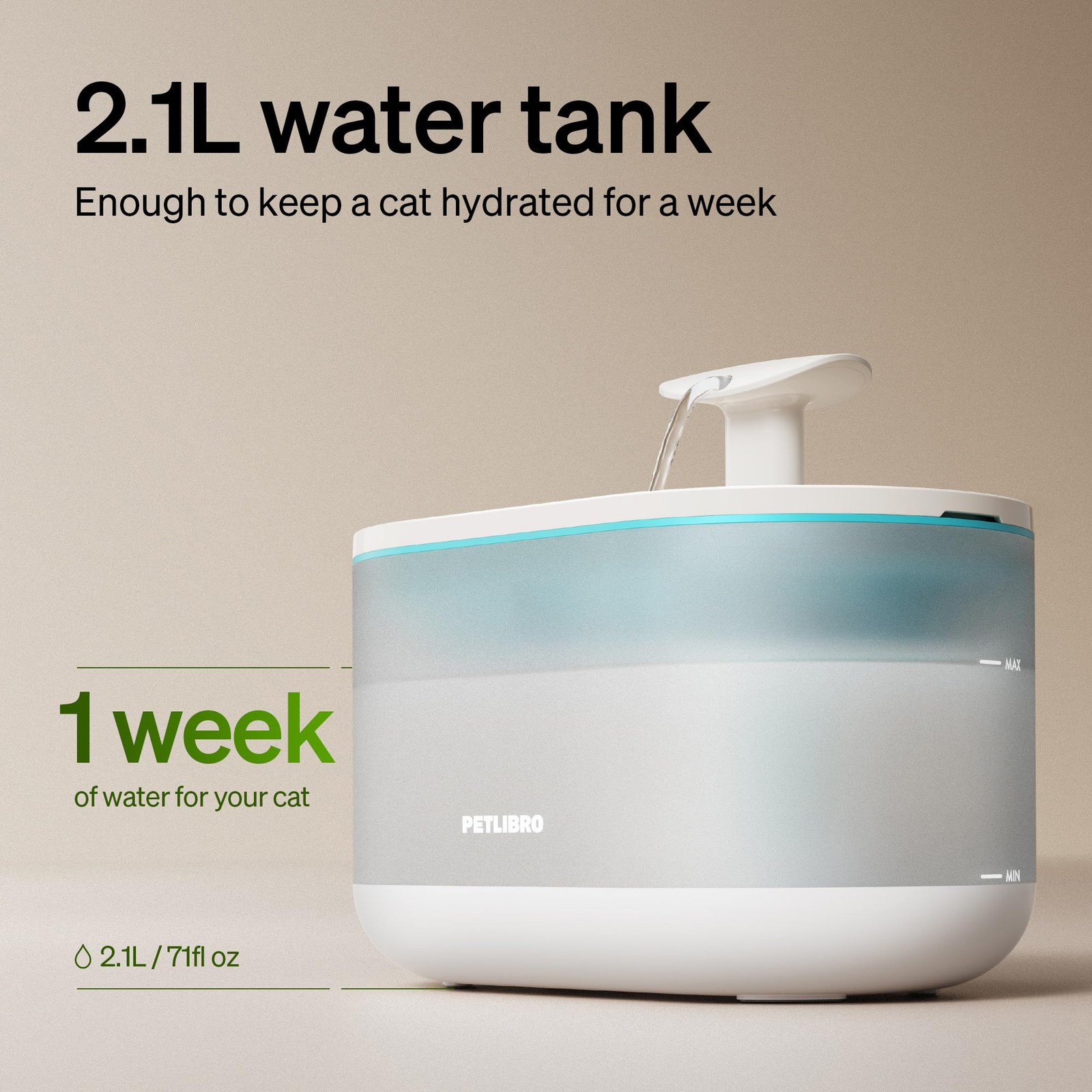 Petlibro Cat Water Fountain Ultra Quiet With Two Flow Modes, Large-siz