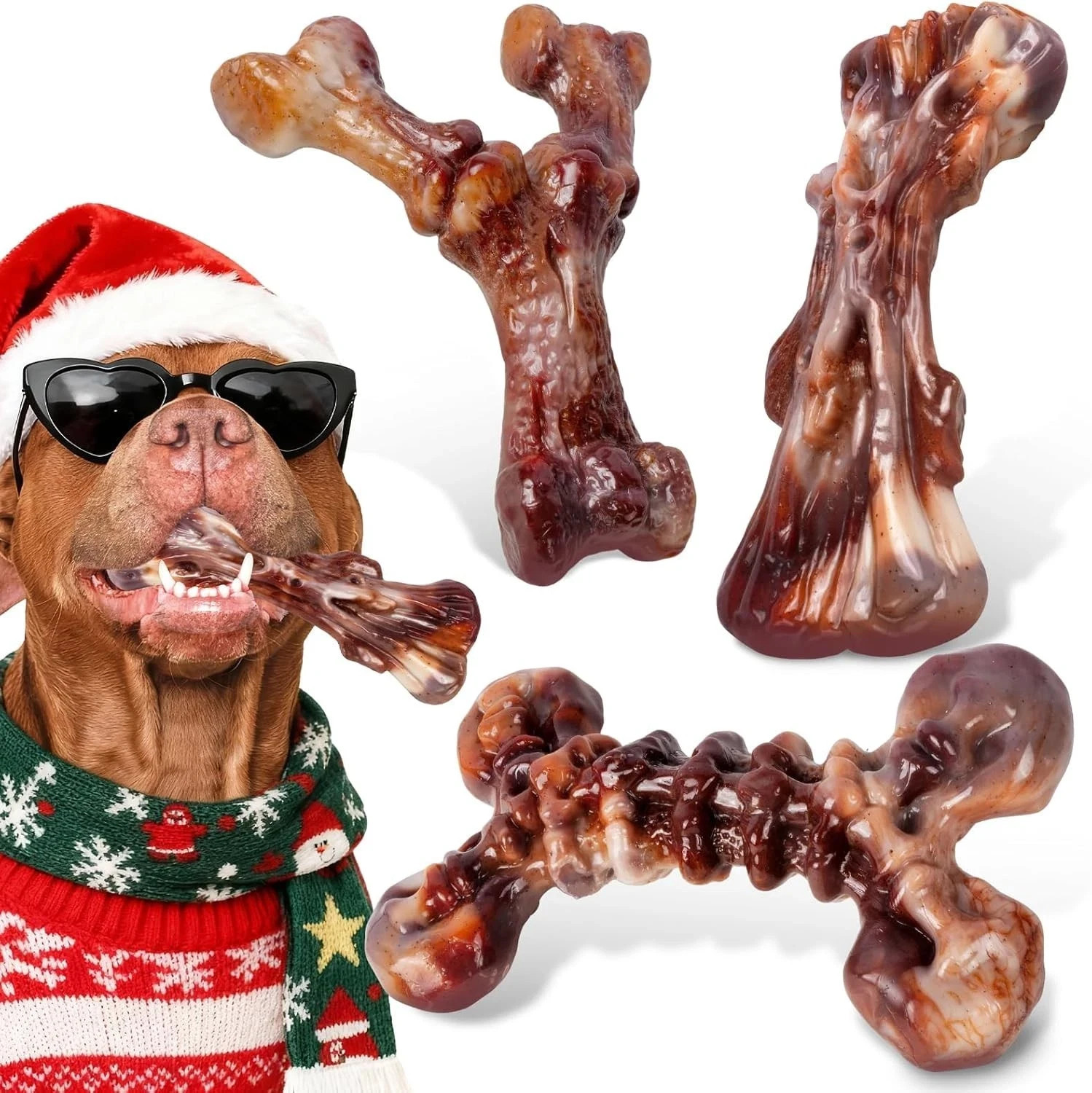 Dog Toys for Aggressive Chewers – 3-Pack Indestructible Bacon-Flavored Chew Toys