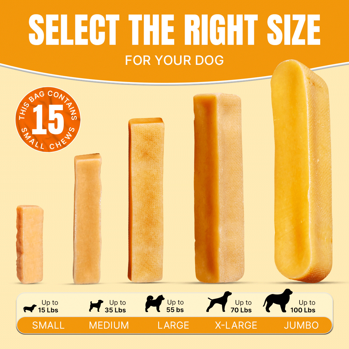 Yak Cheese CHEWS for SMALL DOGS – 15pc, Natural and Easily Digestible Dog Treats