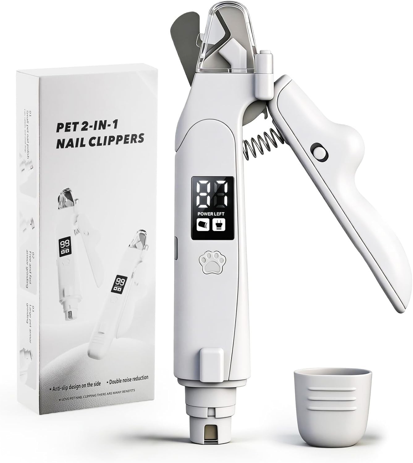2-in-1 Dog Cat Nail Clipper Grinder Pet Claw Care Trimmer with Light for S/M/L