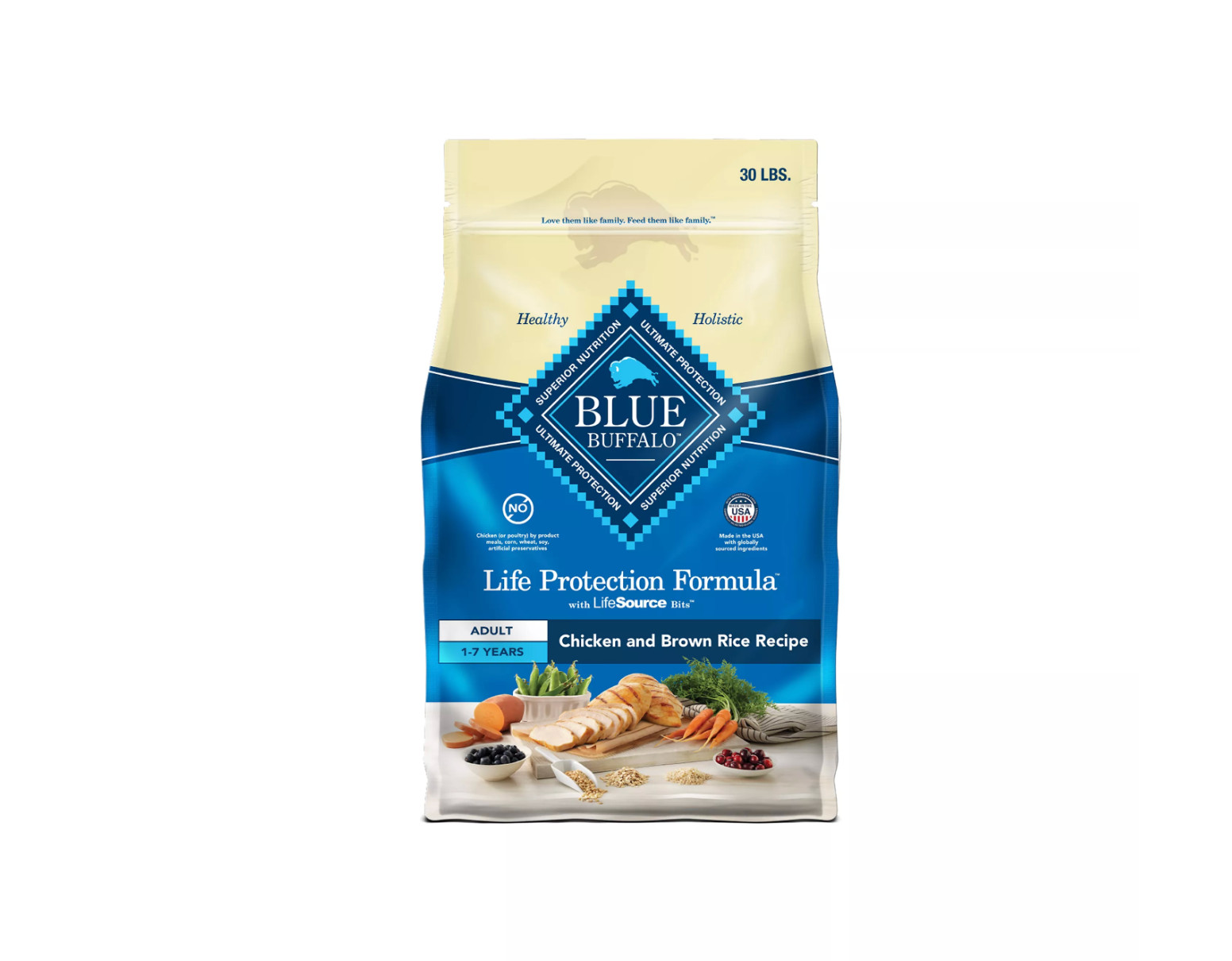Blue Buffalo Life Protection Formula Adult Dog Food Chicken & Brown Rice 30lb