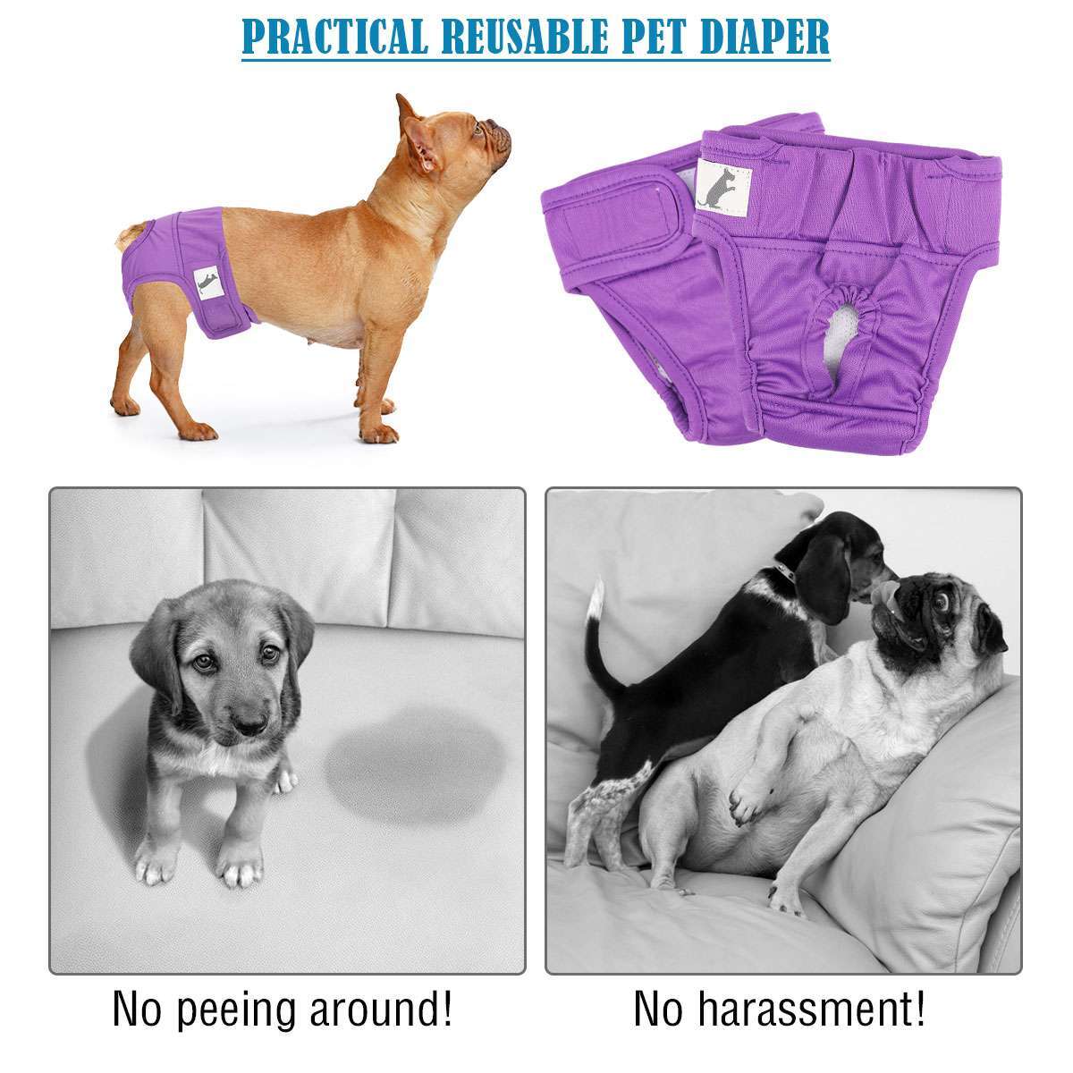 3PACK Female Dog Diapers Cat Waterproof Leak Proof Washable Reusable S M L 2XL