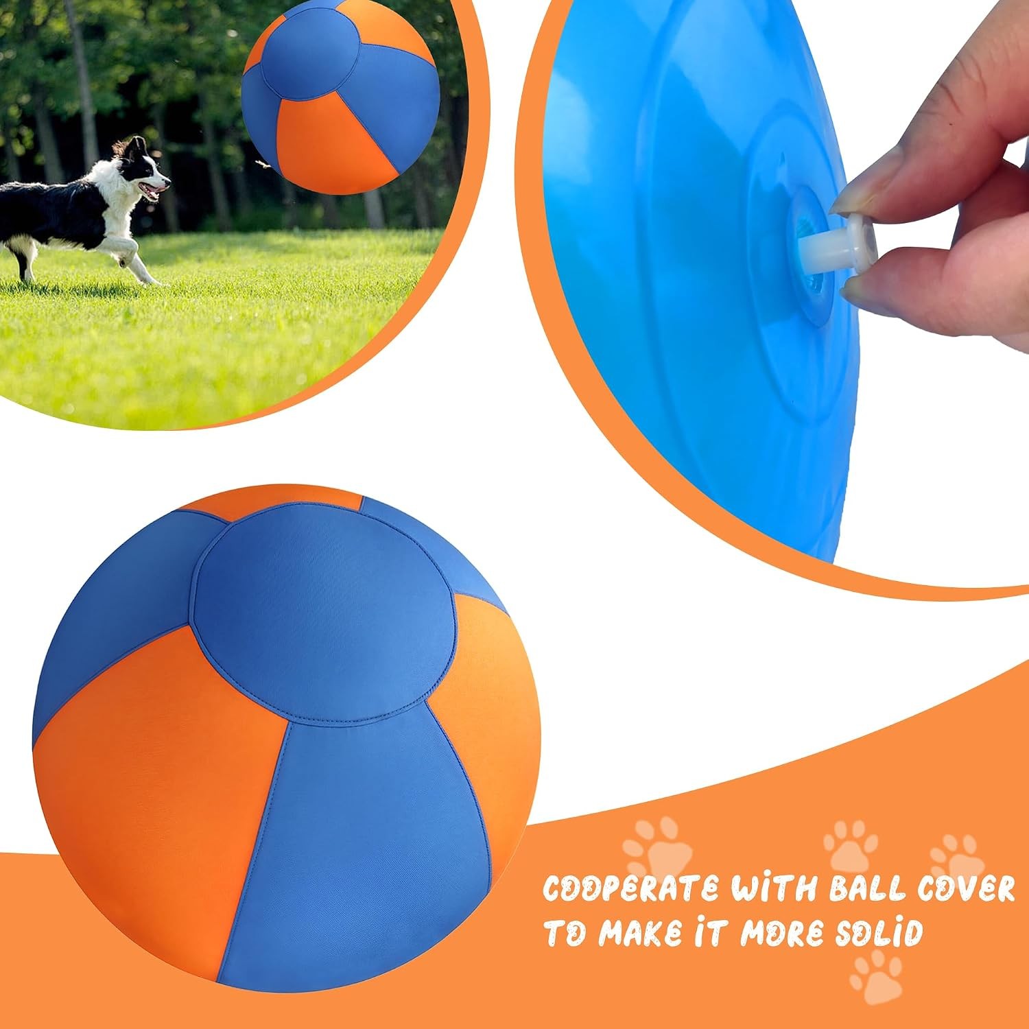 Calming Jumbo Herding Ball, Durable Inflatable Dog Toy Outdoor with Handle, Pump
