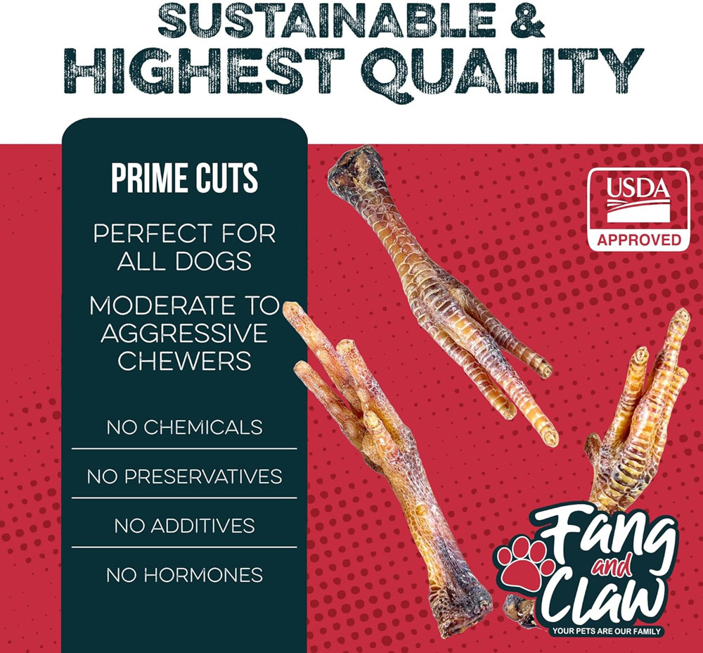 Natural Chicken Feet for Dogs Treats 75 Count Pack Single Ingredient All Natural