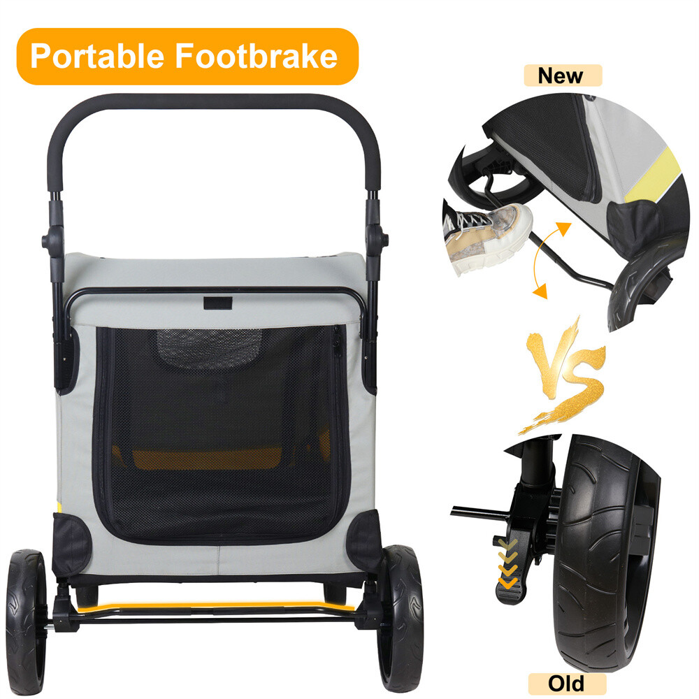 4-Wheel Foldable Dog Stroller Premium Heavy Pet Stroller for S/M/L/XL Dogs Cats