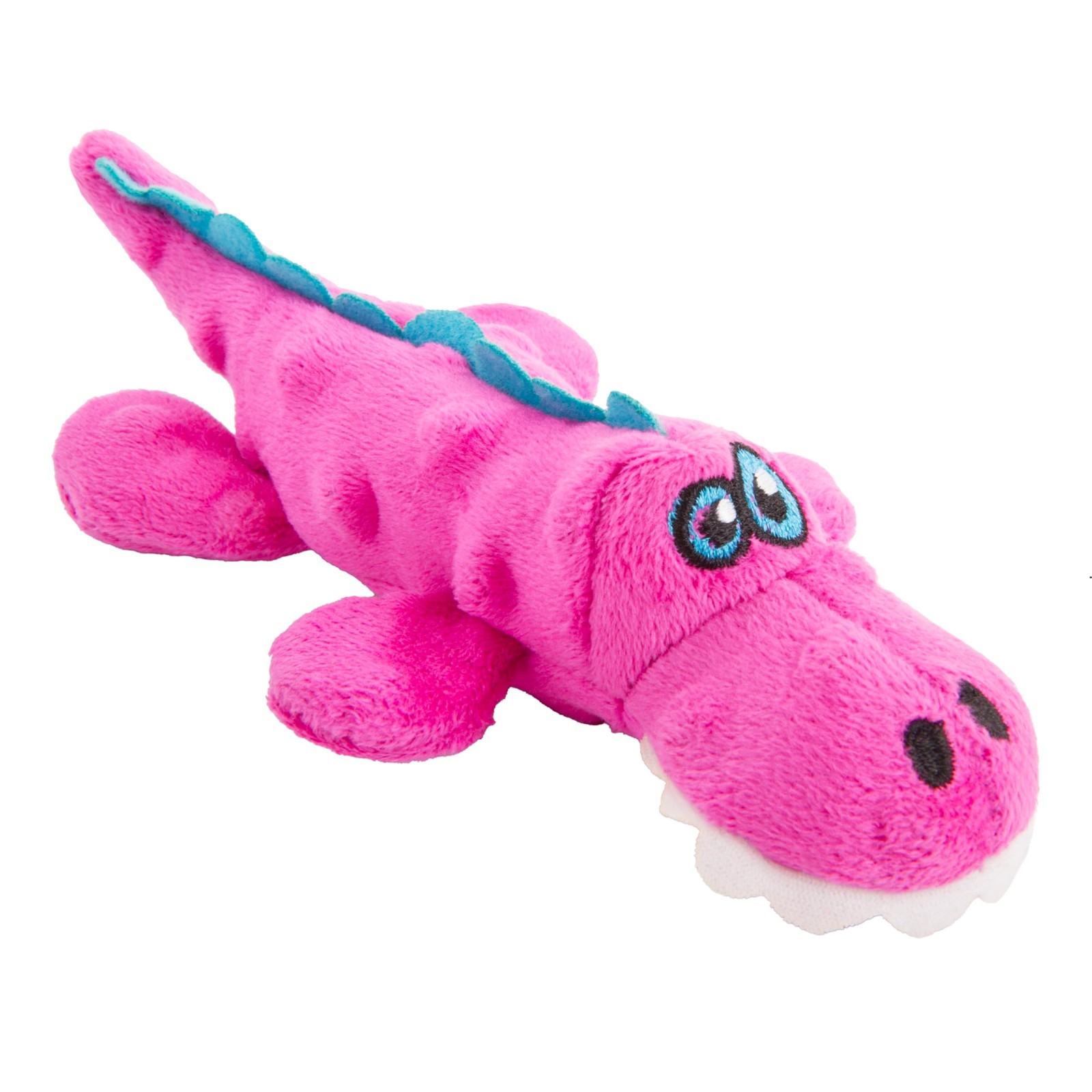 goDog Just For Me Gators Squeaky Plush Dog Toy, Chew Guard Mini, Gator (Pink)