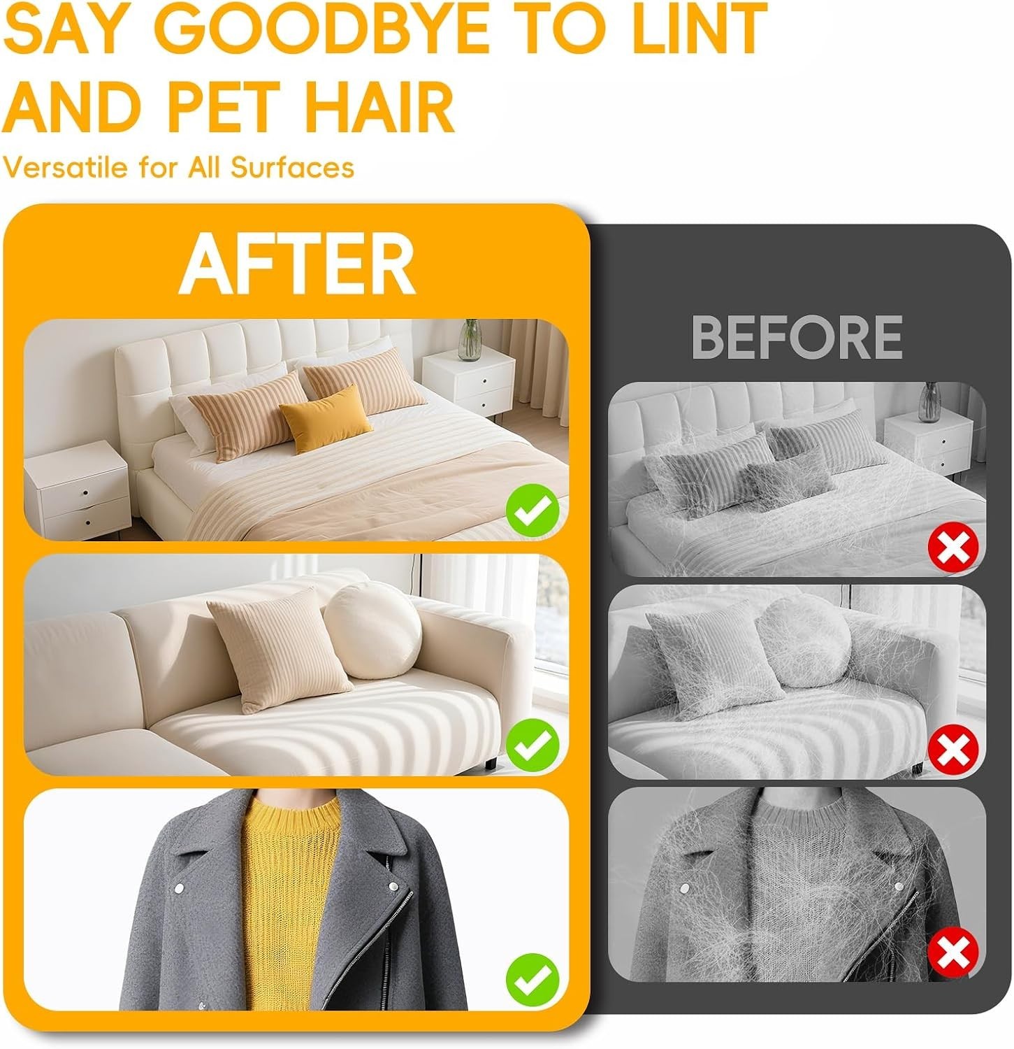 Pet Hair Remover Glove, Electrostatic Cat Dog Hair Remover Glove (2pcs)