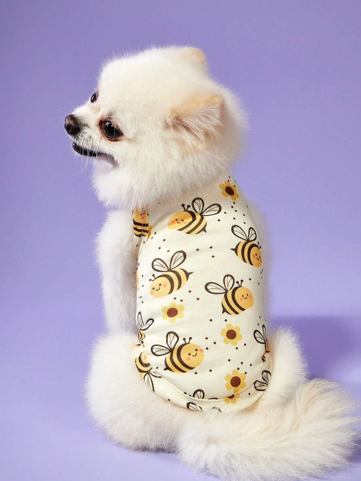 2PCS Pet Cat Dog Unisex Striped Yellow Cute Bee Printed Shirt Costume Breathable