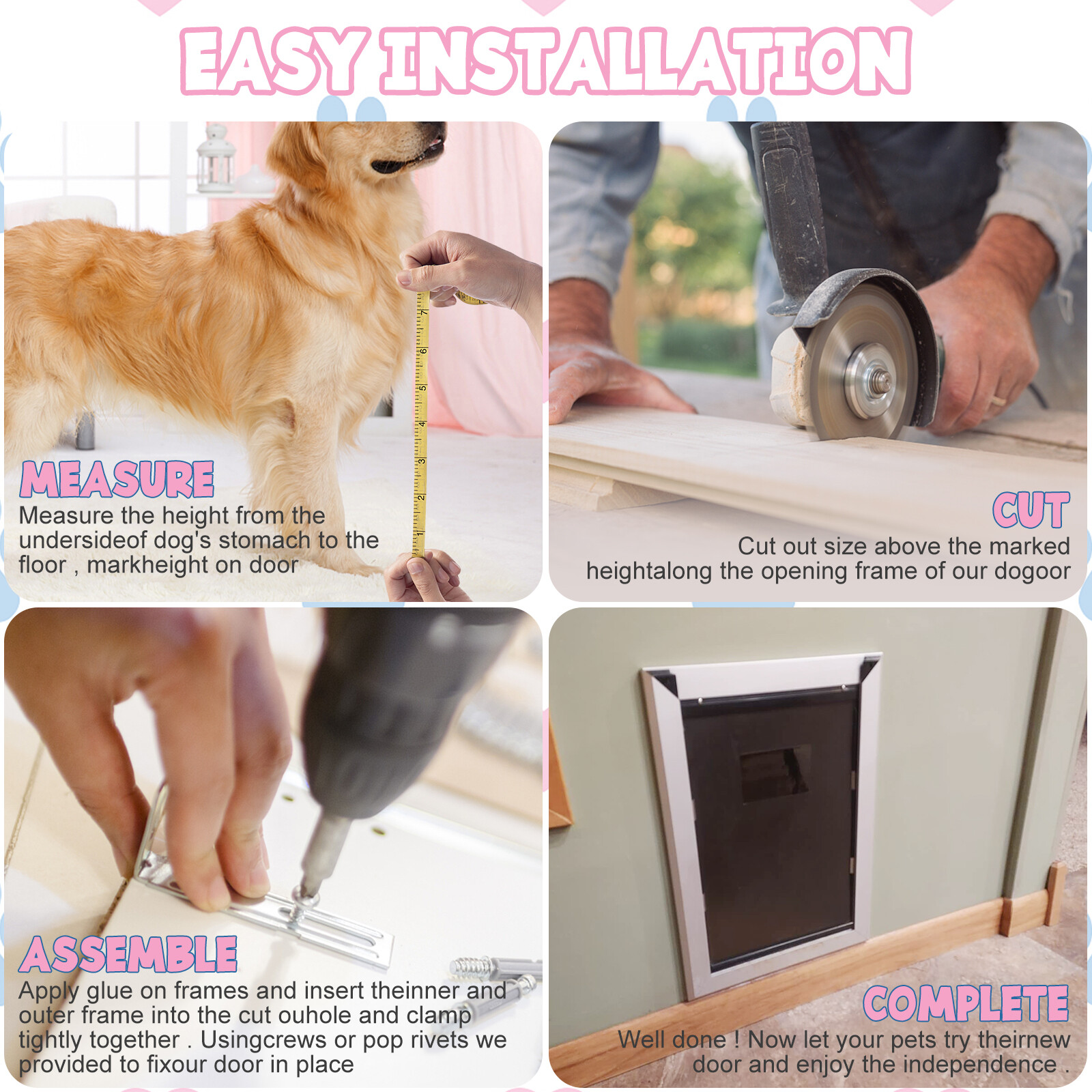 28X18 Extra Large Aluminum Pet Dog Door Magnetic Lockable Flap Screen Gate Frame