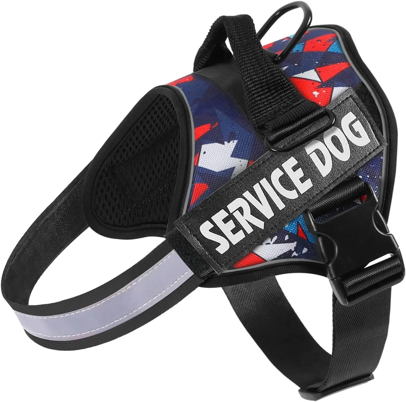 Reflective Service Dog Vest Harness, Woven Nylon with Adjustable Straps XS-XXL