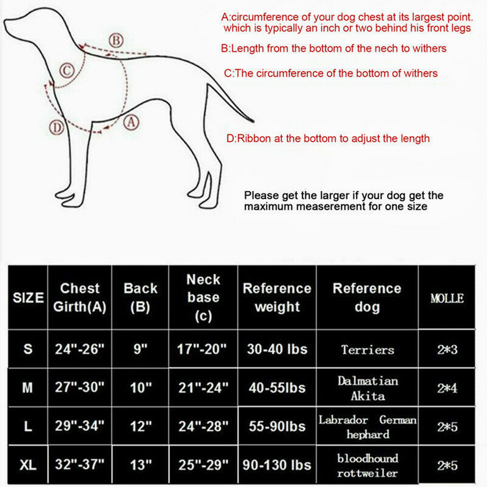 Tactical Dog Vest US Working Dog Military Harness with Handle No-pull Large