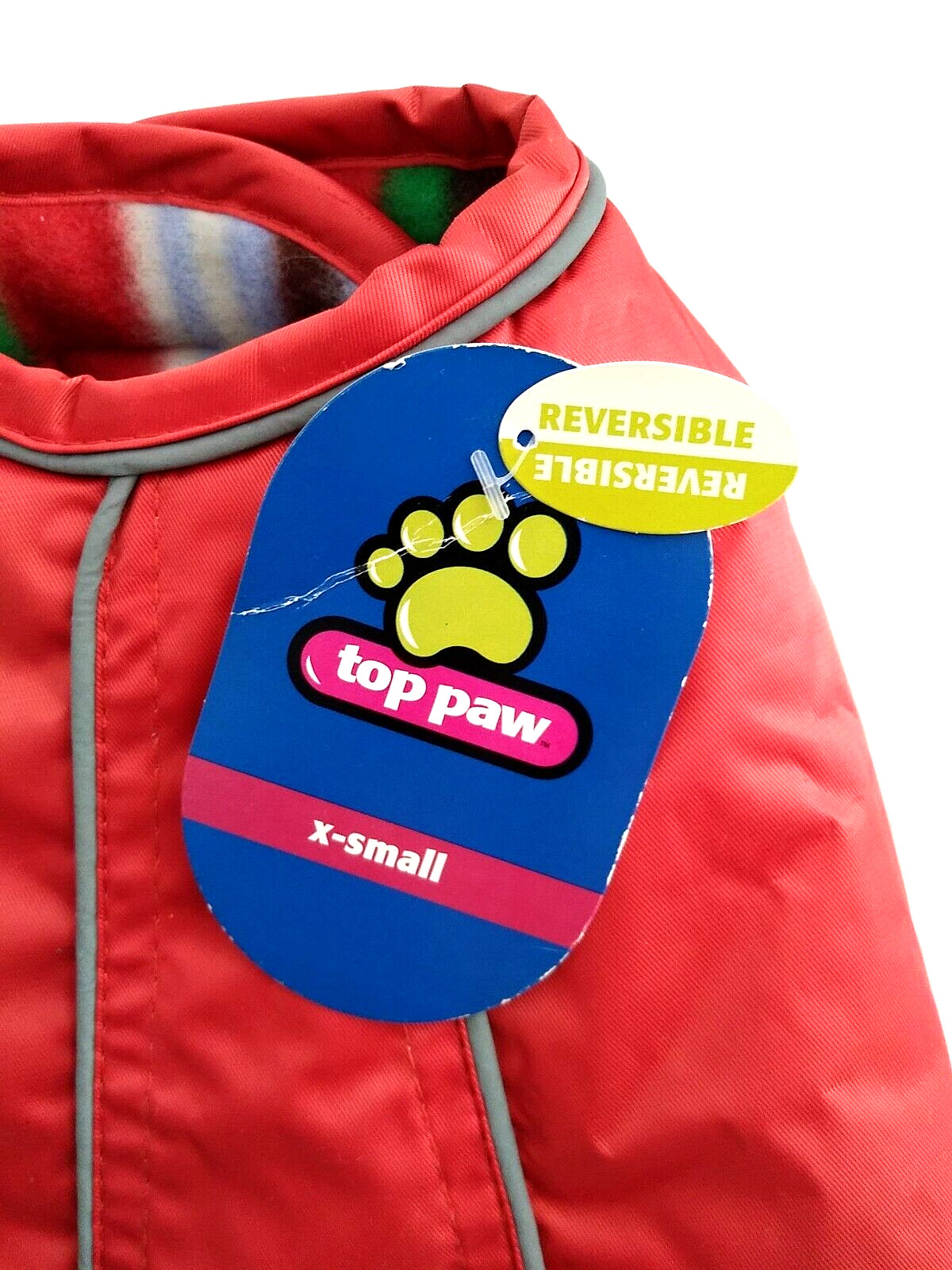 NWT Extra-Small Dog Jacket Orange Rain Repellent/Multi Fleece Reversible~TOP PAW