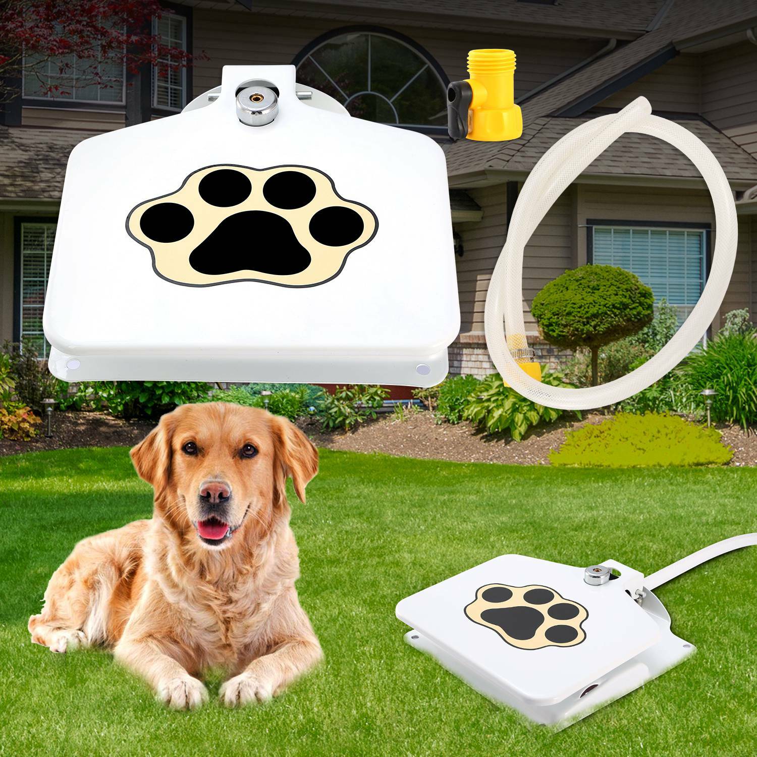 Outdoor Dog Pet Water Fountain Step-on Brass Valve Dispenser System Sprinkler