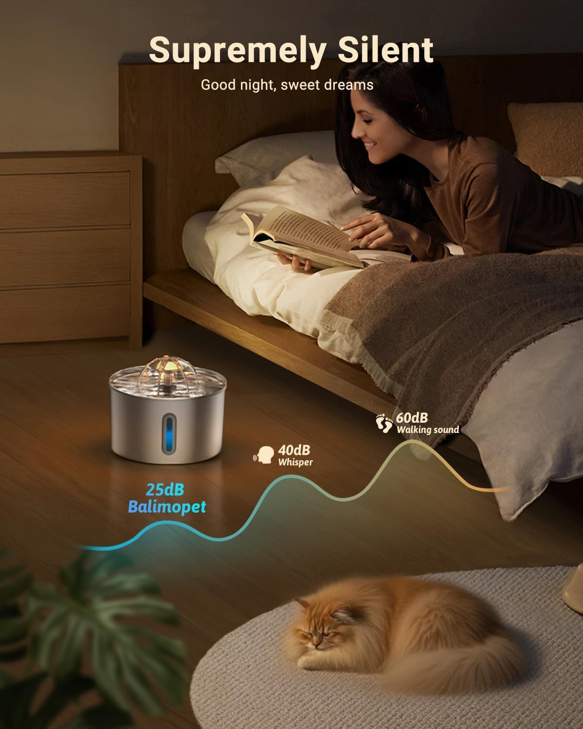 Cat Water Fountain Stainless Steel – 74Oz/2.2L Corded Pet Water Dispenser Automa