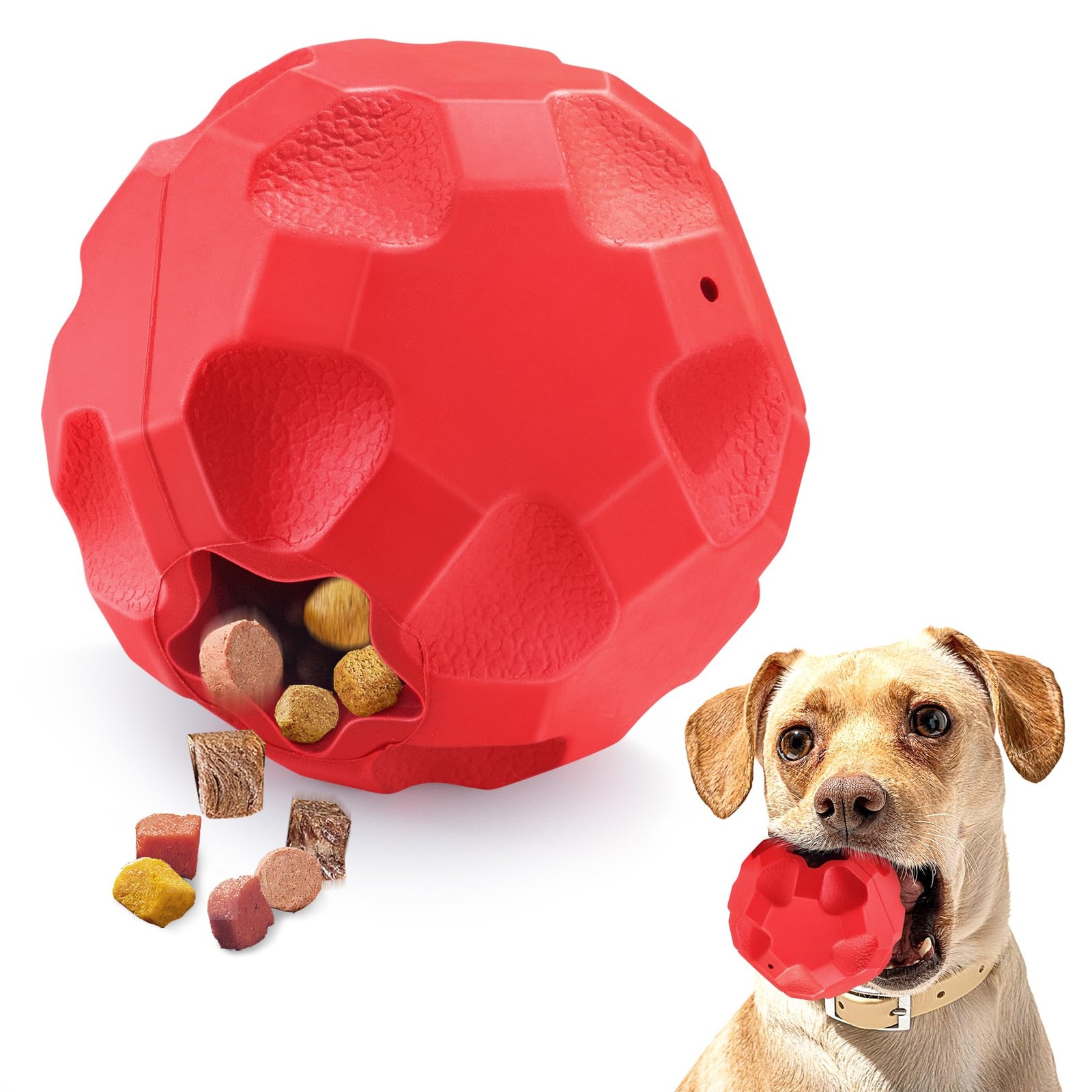 TROUSKAIG Treat Dispensing Dog Toys for Big Ball, Red