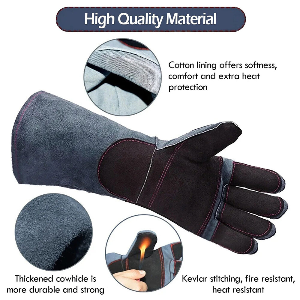 Animal Handling Gloves Leather Sleeve Bite Proof Dog Cat Bird Reptile Protection