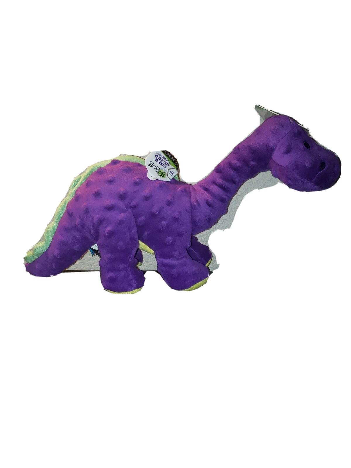 goDog Dinos Bruto purple With Chew Guard Technology Tough Plush Dog Large