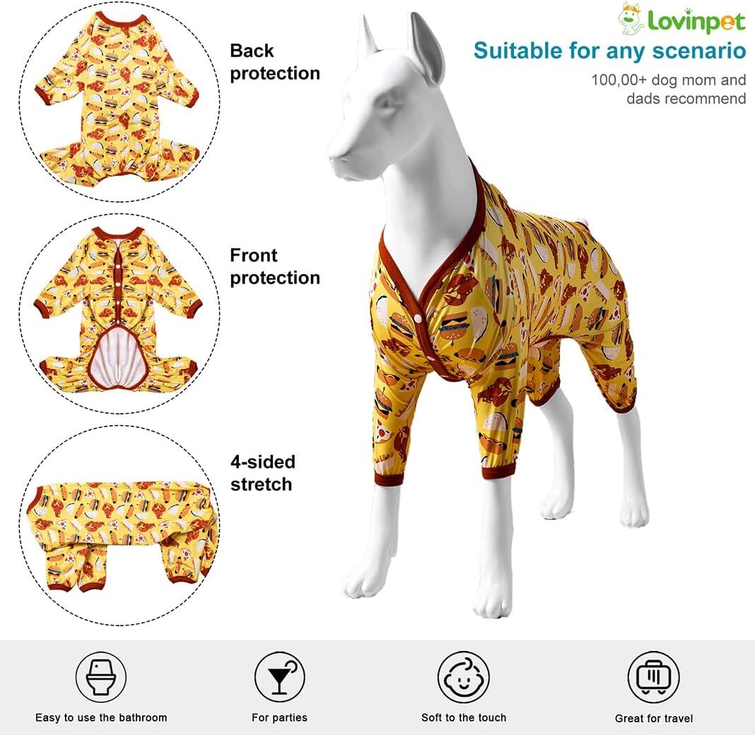 LovinPet Dog Clothes Pullover Pet Pajamas Jumpsuit Shirt For Post Surgery Dog