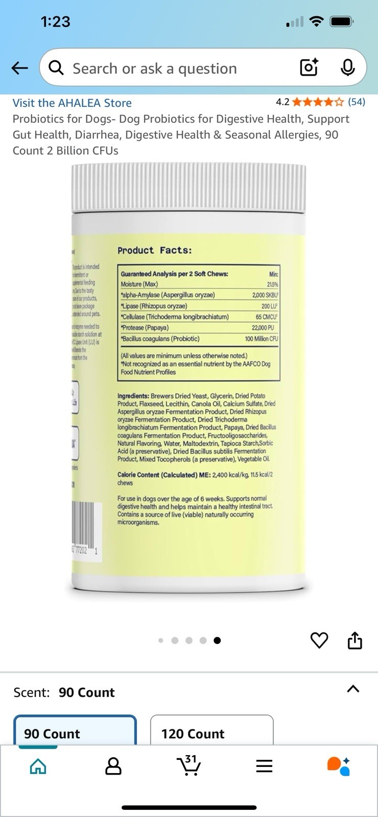 Ahalea Probiotics & Enzymes For Dogs – Advanced – 90 Soft Chews – Exp: 4/2027