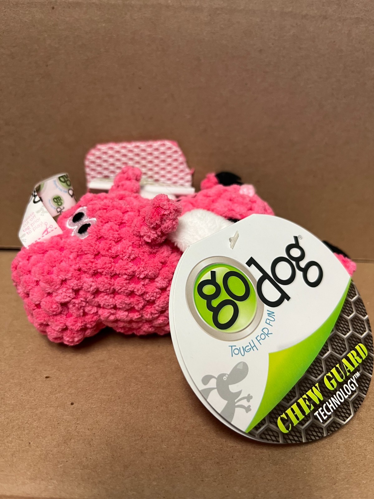 goDog Checkers Just for Me Flying Pig Squeaky Plush Mini, (Pink) with Chew Guard
