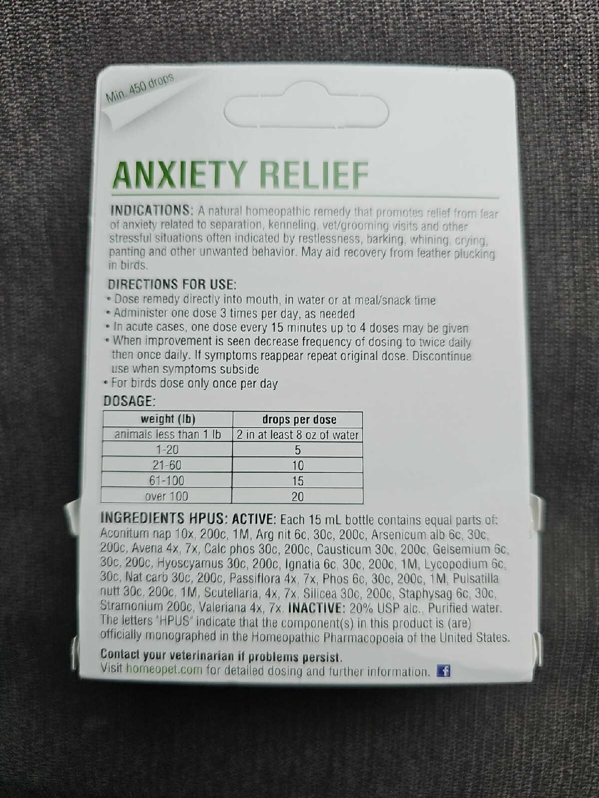 HomeoPet Anxiety Relief white, 15 ml Anxiety Support for Pets.