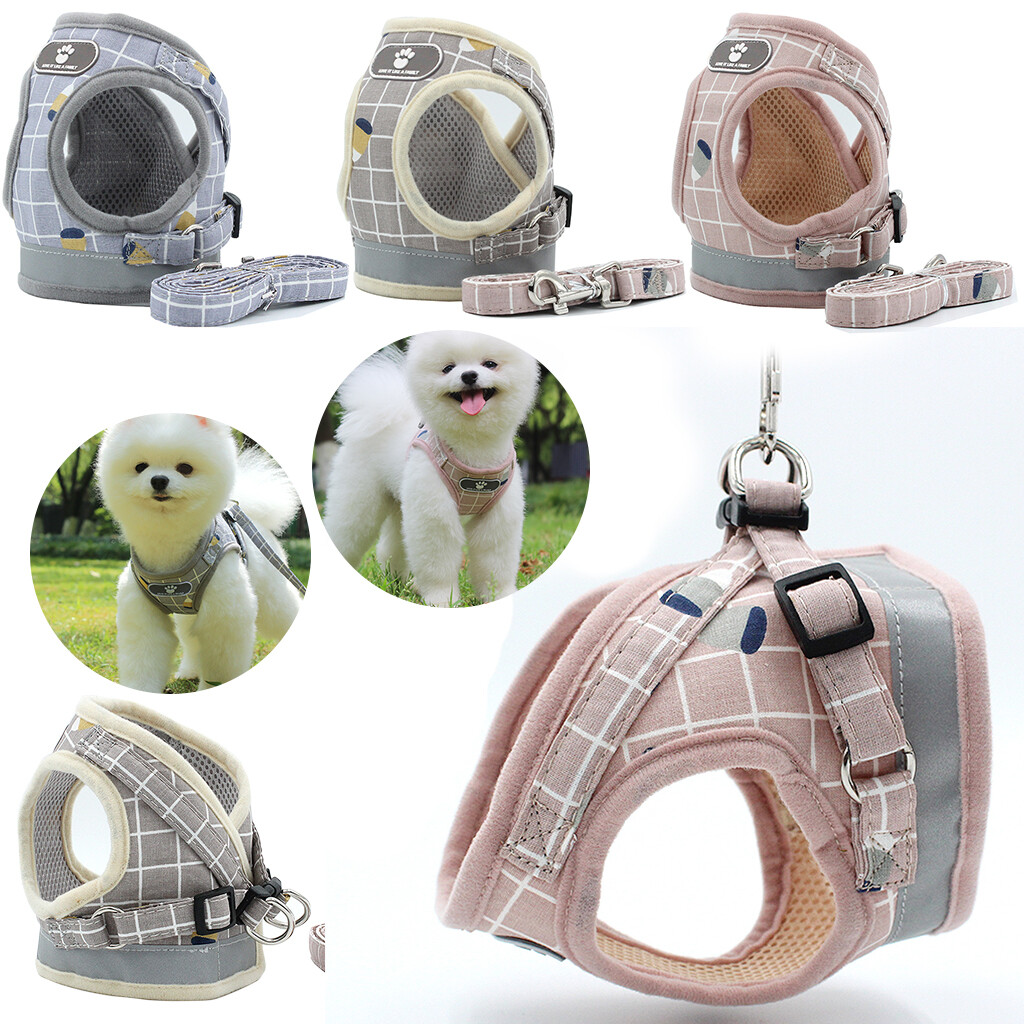 Small Dog Pet Puppy Harness And Leash Set Breathable Mesh Vest Chest Strap XS-XL