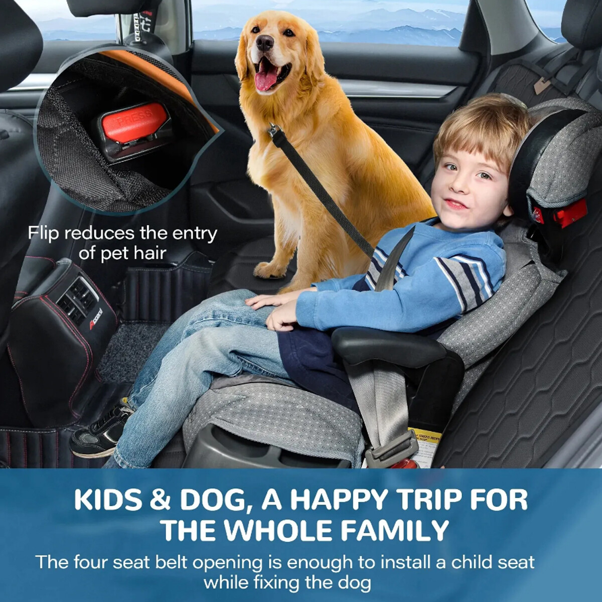 Pet Dog Seat Cover Hammock Seat Pad Back Car Truck w/Pet Seatbelt Waterproof