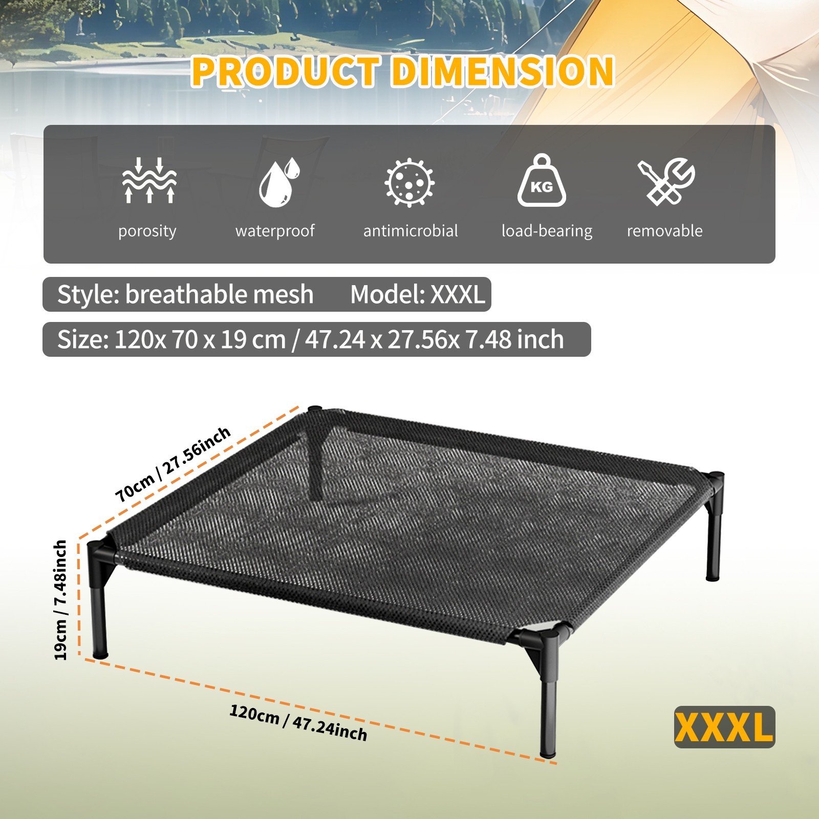 Elevated Dog Bed Pet cot for Large Dog Portable Raised Dog Cot Indoor and Outd
