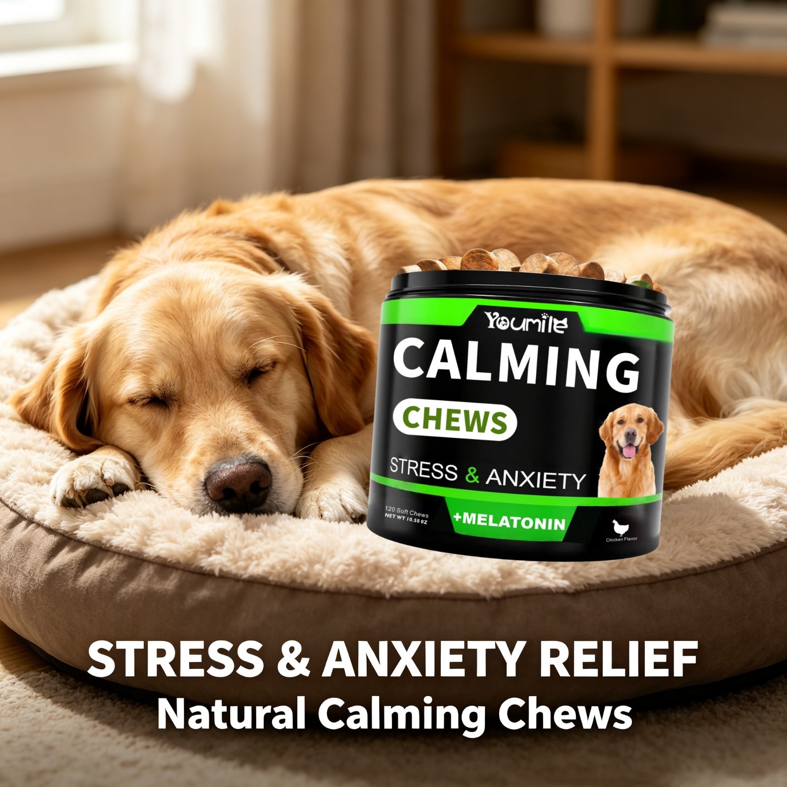 Hemp Calming Chew for Dog – Sleep&Mood for Dogs-Helps Manage Stress & Separation