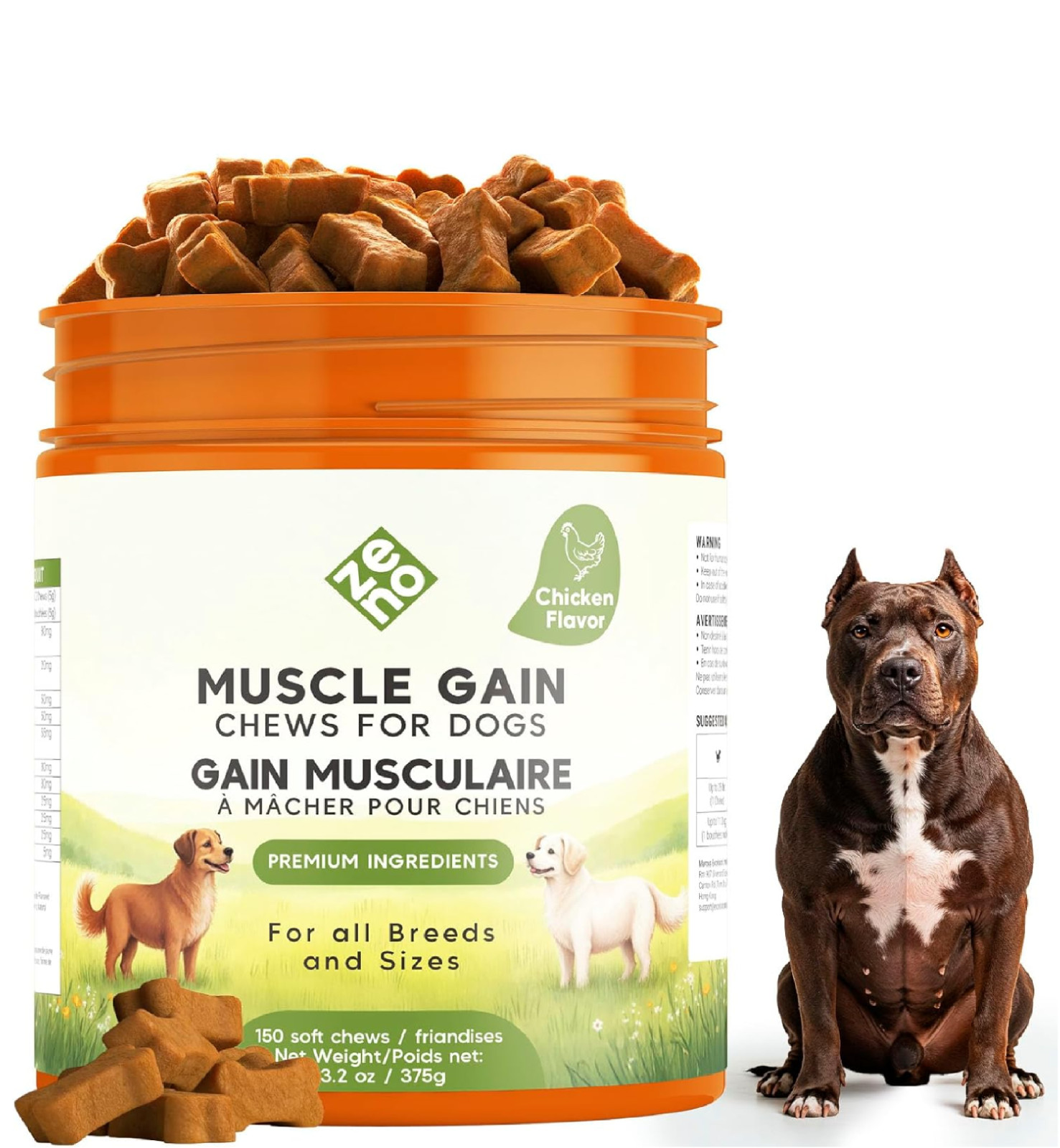 ZENO 11-in-1 Muscle Gain Chews – Weight Supplements for Dogs with High…