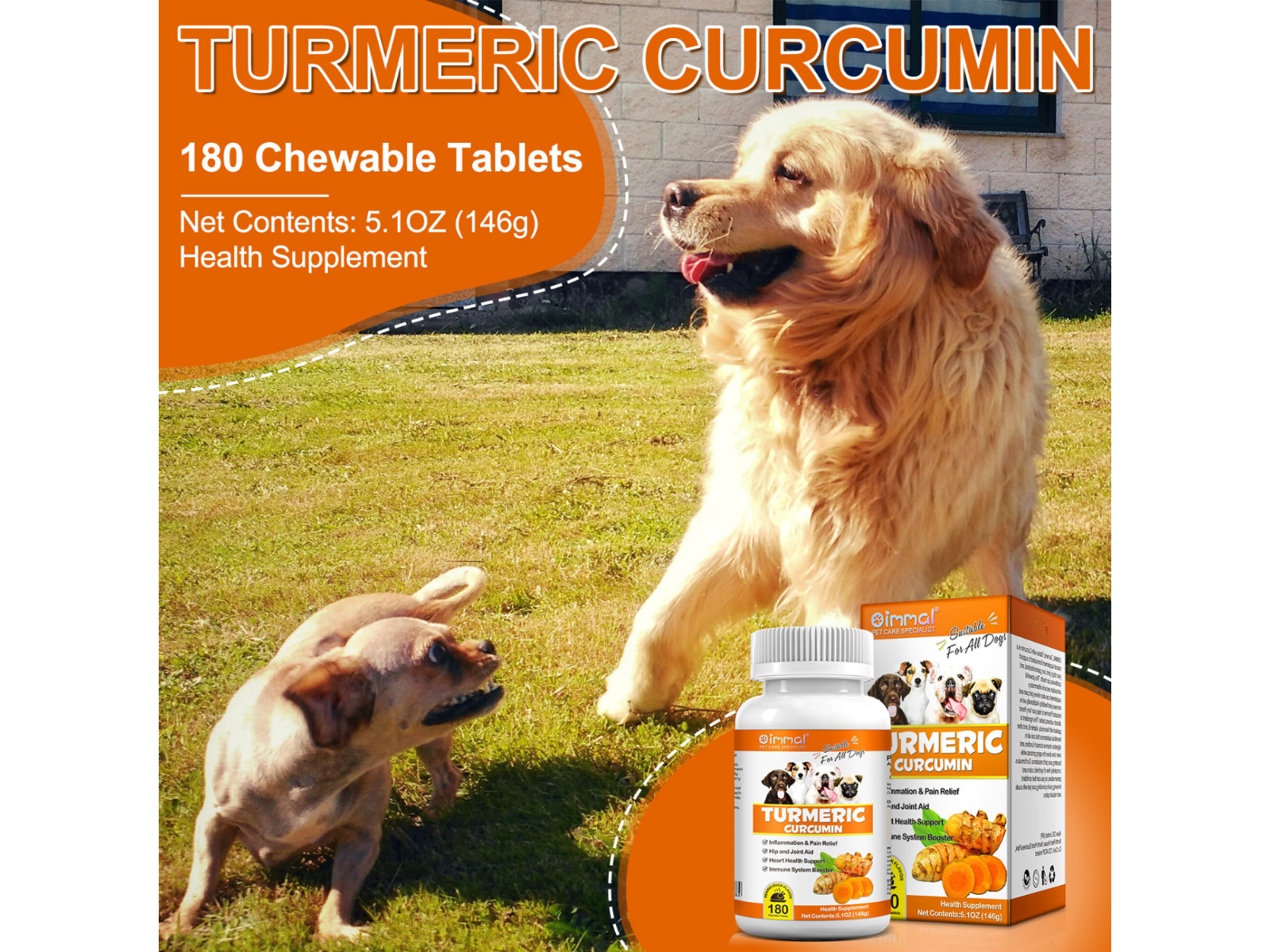 Turmeric Curcumin for Dogs-Inflammation & Pain Relief – Peking Duck Flavor 180CT