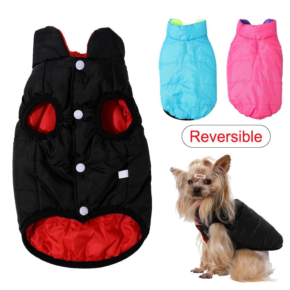 Reversible Waterproof Dog Jacket with Zipper Warm Windproof Pet Coat