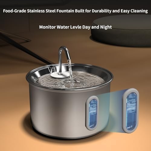 Stainless Steel Cat Water Fountain, 3L/101oz Pet Water Fountain, Dog Waterer …