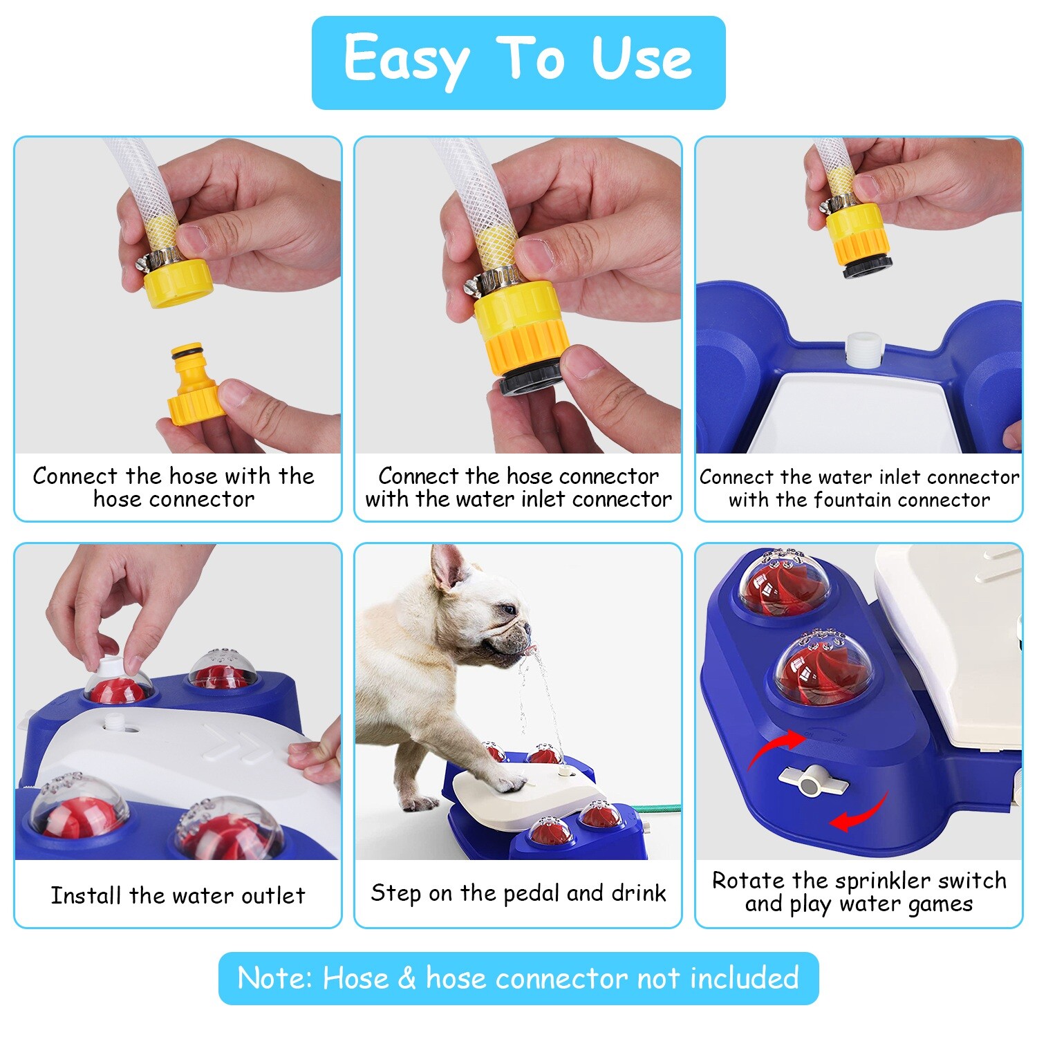 Outdoor Dog Fountain Step On Paw Activated Sprinkler Toy for Fresh Water Drink