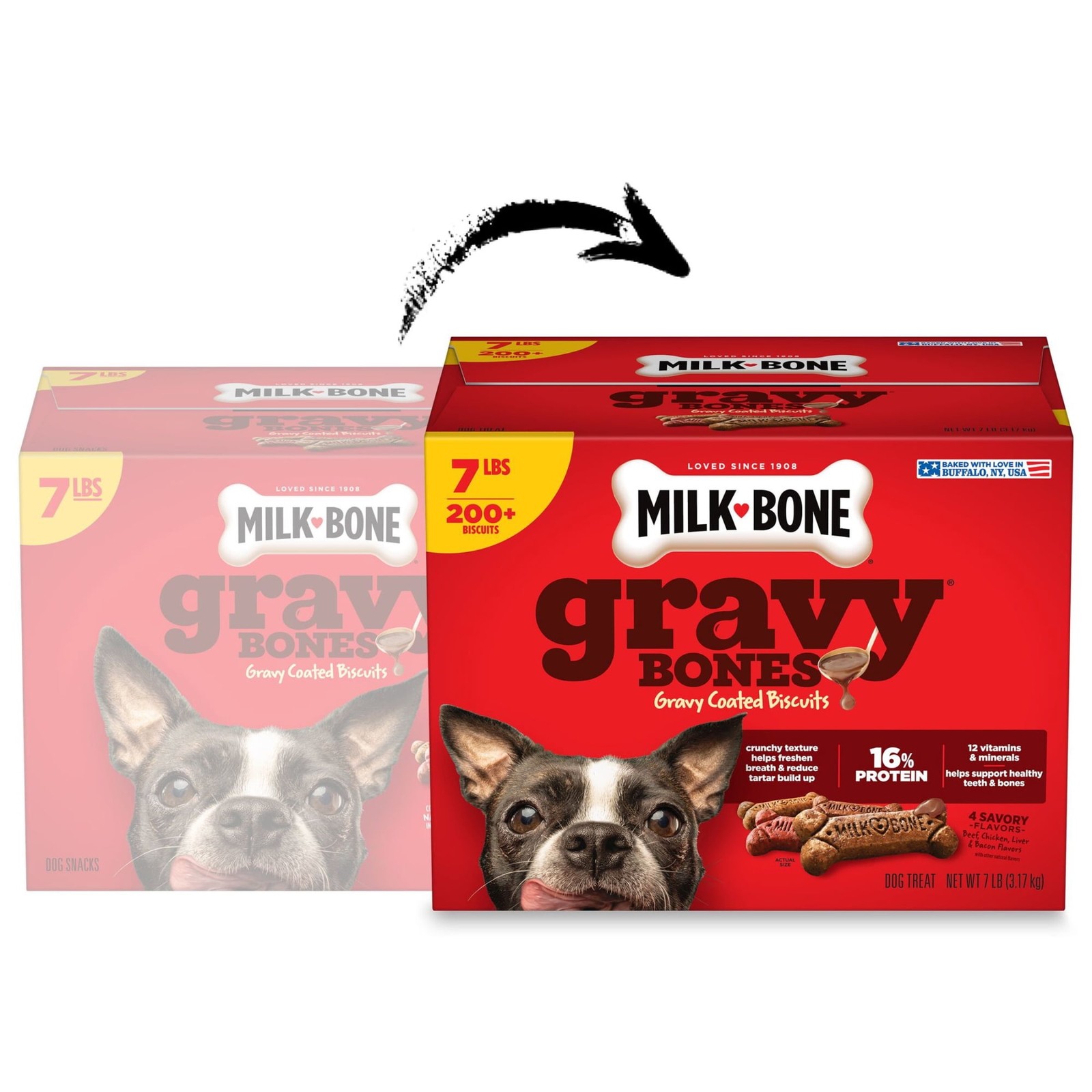 Milk-Bone Gravy Bones Dog Treats with 4 Meat Flavors Coated in Gravy, 7 LBS*