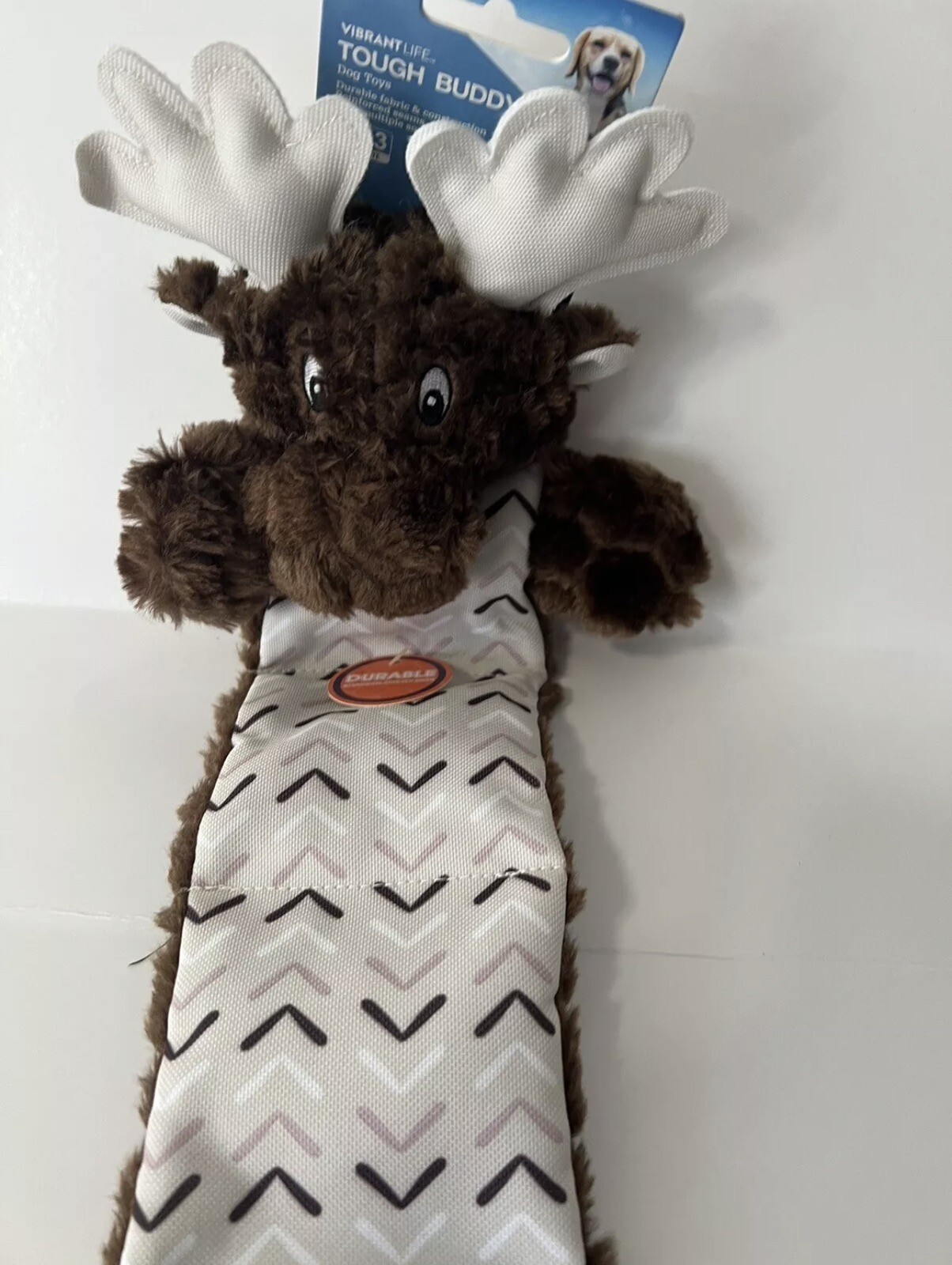 Super Fun Vibrant Life Tough Buddy Dog Toy Chew Level 3 M Durable Moose