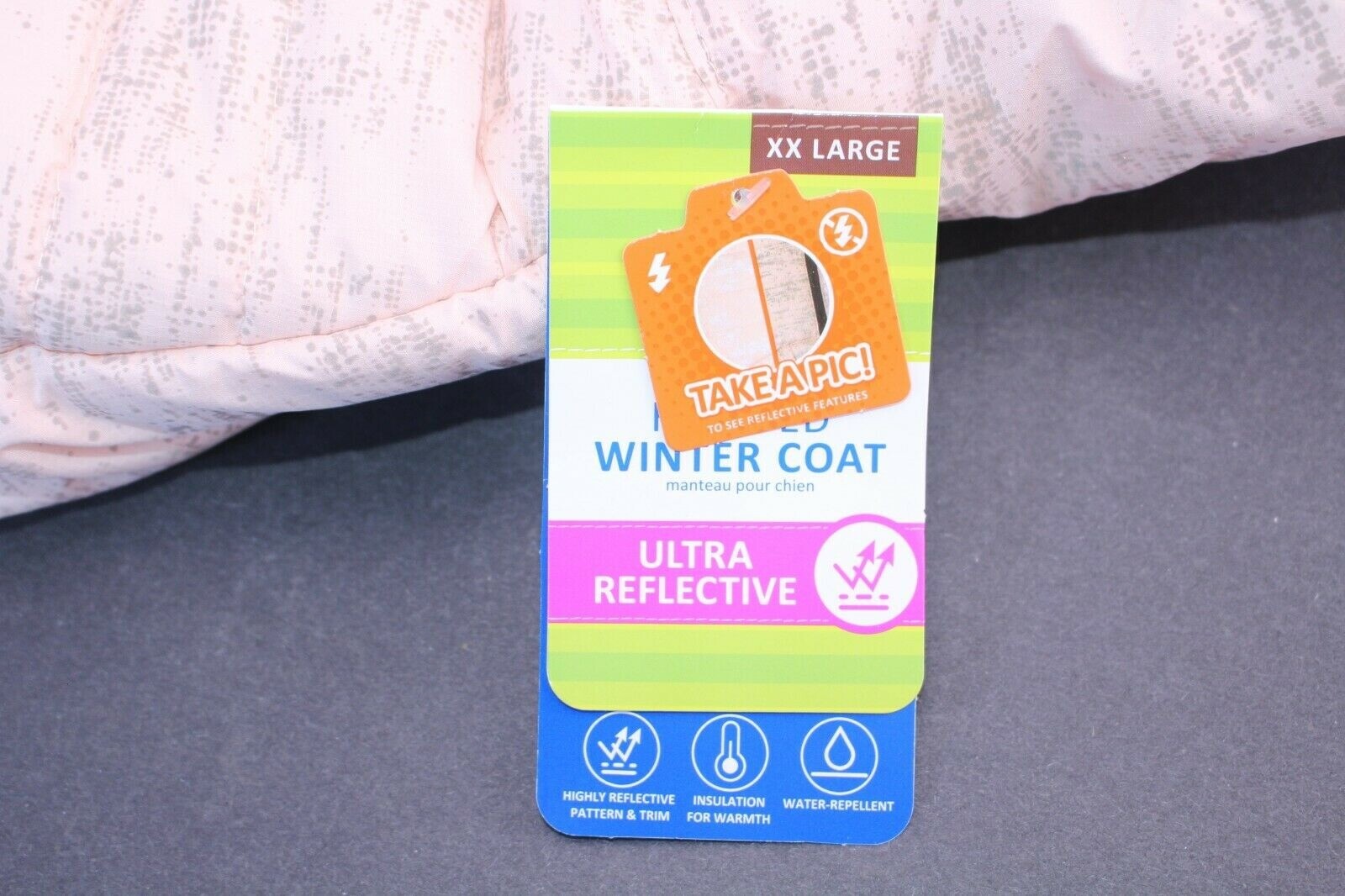 Top Paw Dog Winter Coat XXL Pink Gray Insulated Ultra Reflective Hooded