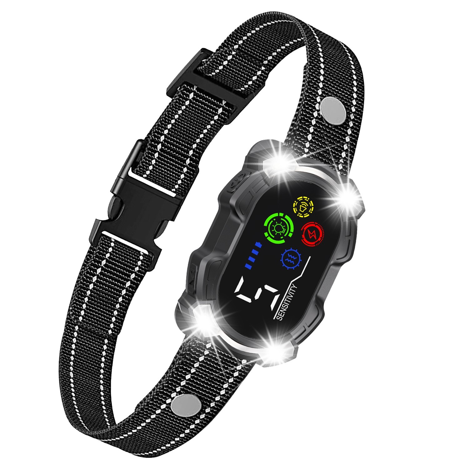 AI Smart Dog Bark Collar All Breed Large Medium Small Flashing Light Waterproof