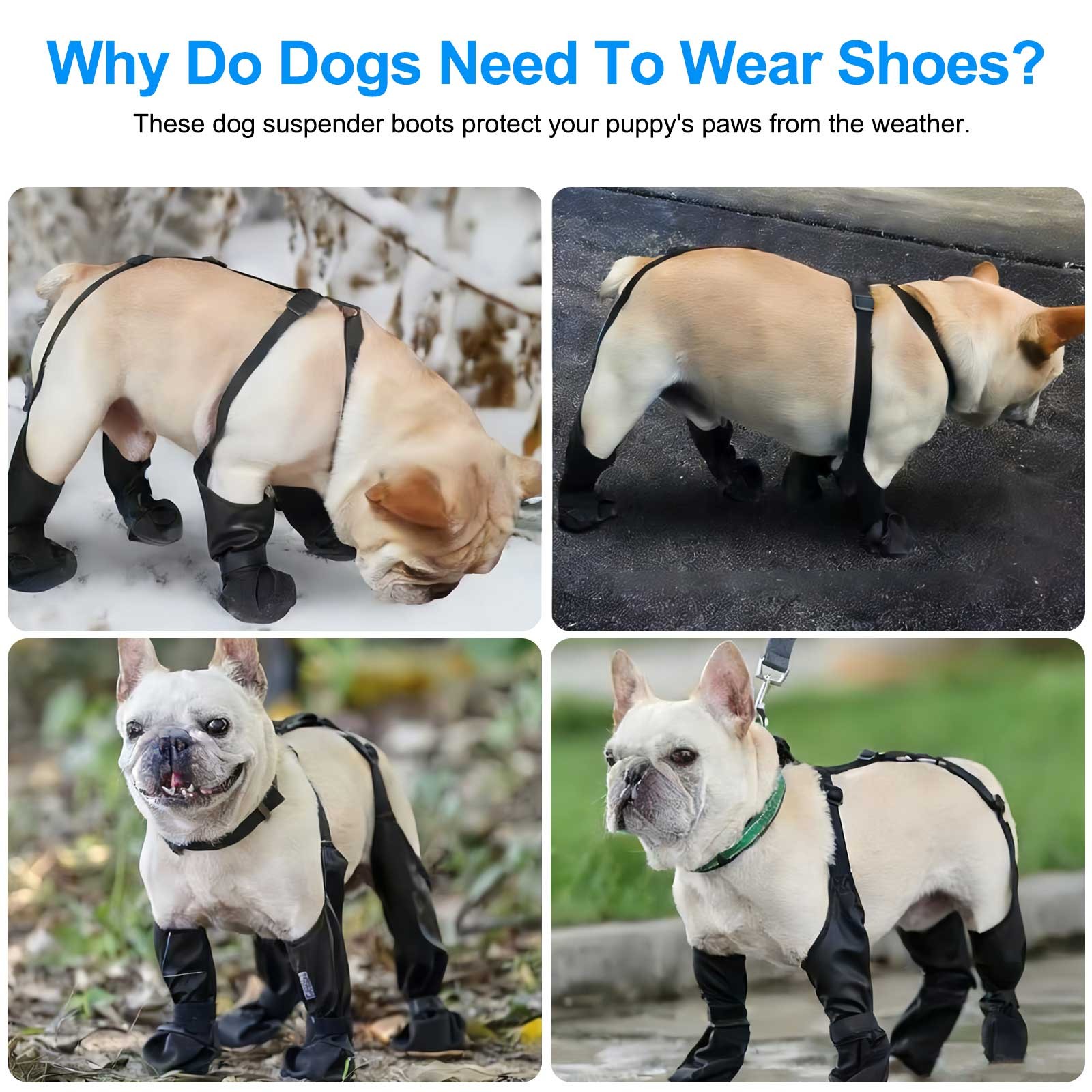 Adjustable Suspender Boots Waterproof Dog Shoes Anti-Slip Pet Paw Protector Rain