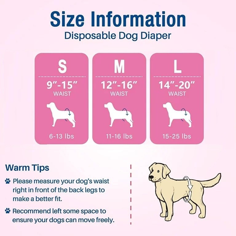 60 ct Disposable Male Dog Wraps, Diapers, Tight, Absorption & Comfort, All Sizes