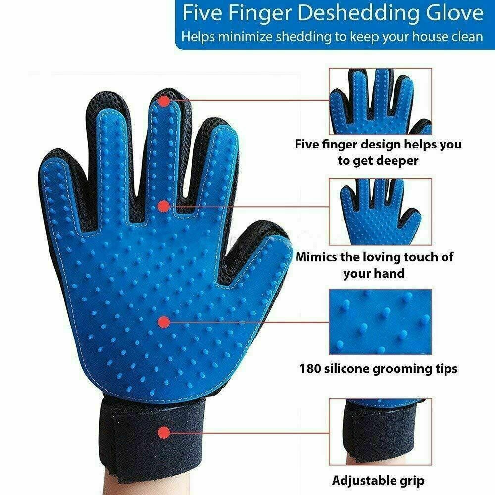 Dog Cat Grooming Gloves Pet Hair Remover Brush 1 Pair Massage Fur Mitt