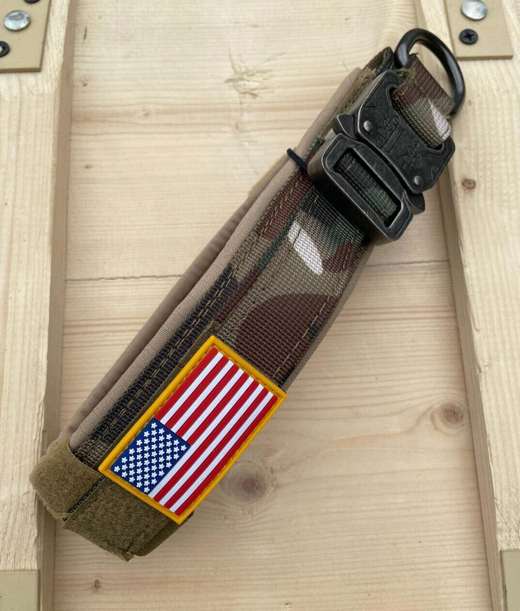 American Flag Tactical Dog Collar Service Canine Training K9 Metal American Flag