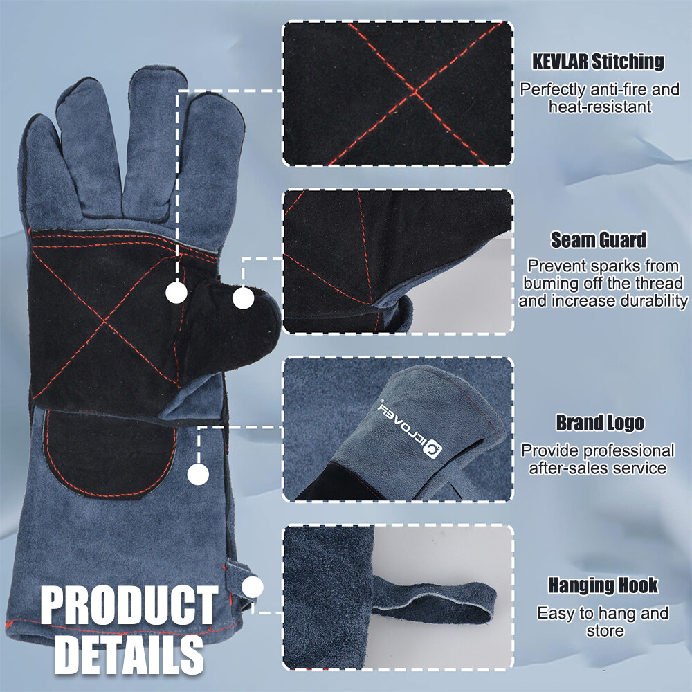 14″/16″ Leather Animal Handling Gloves Puncture Proof Anti-Bite for Snake Pet