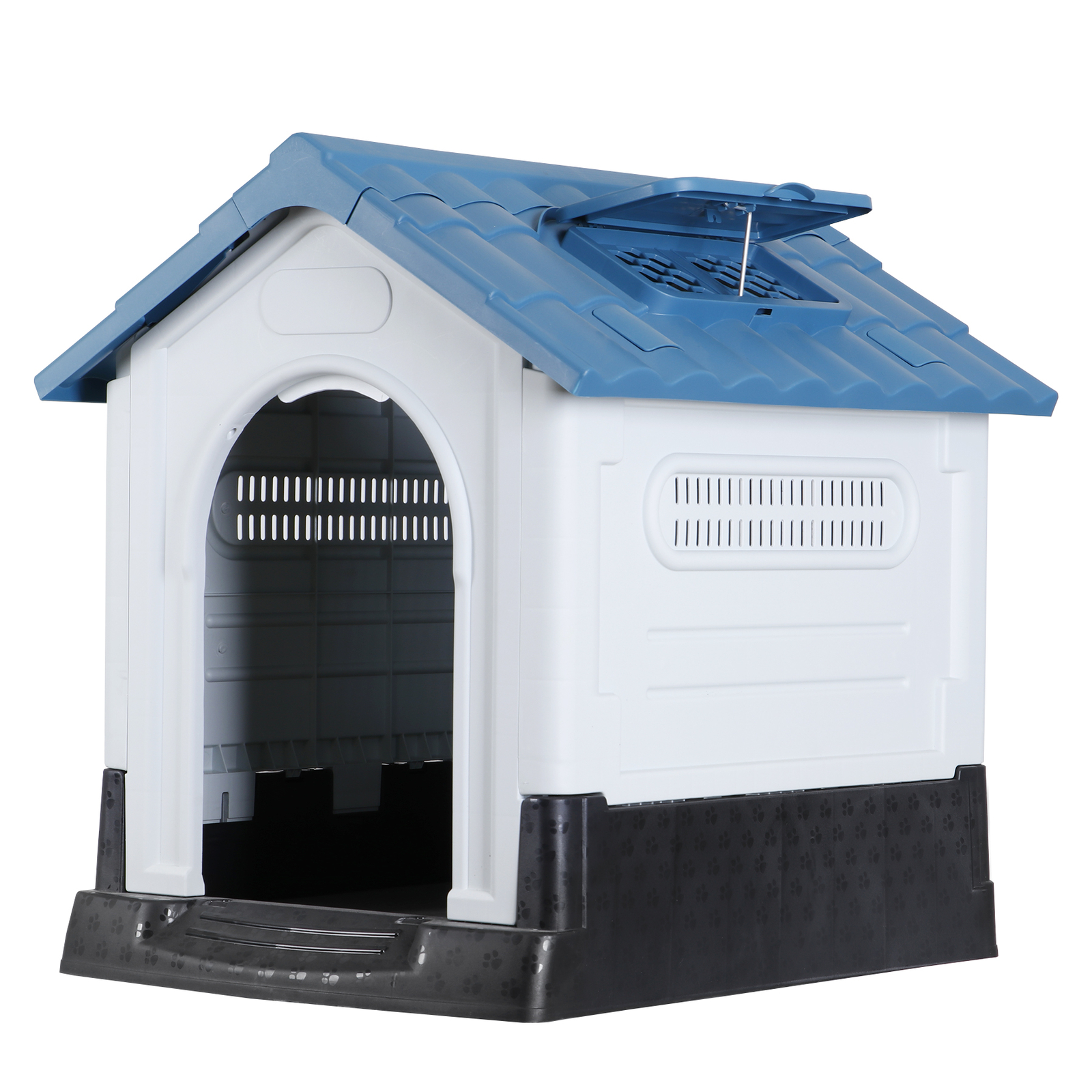 Dog House Indoor Outdoor Ventilate Waterproof Pet Plastic W/ Adjustable Skylight