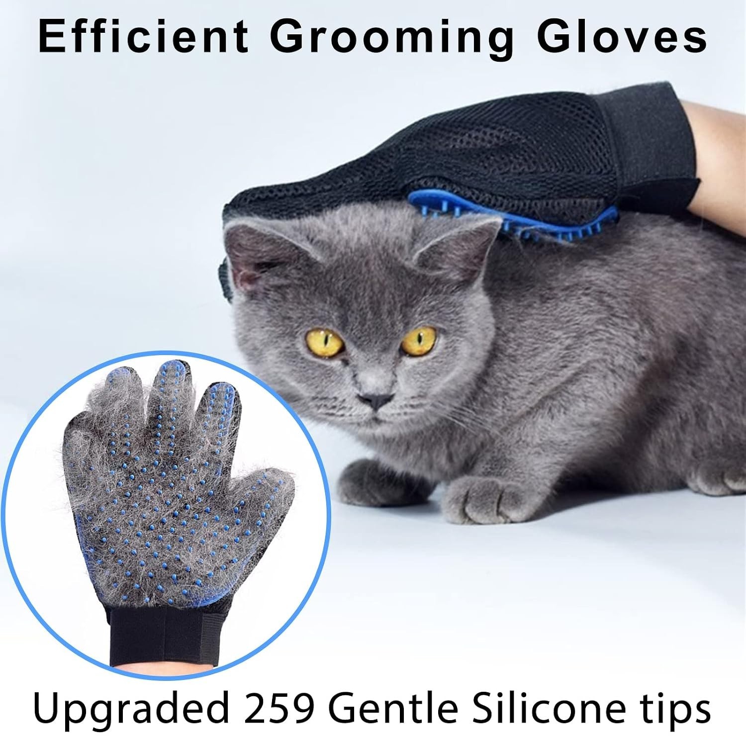 Pet Grooming Glove Dog Cat Hair Remover Brush Deshedding Massage Mitt Reusable