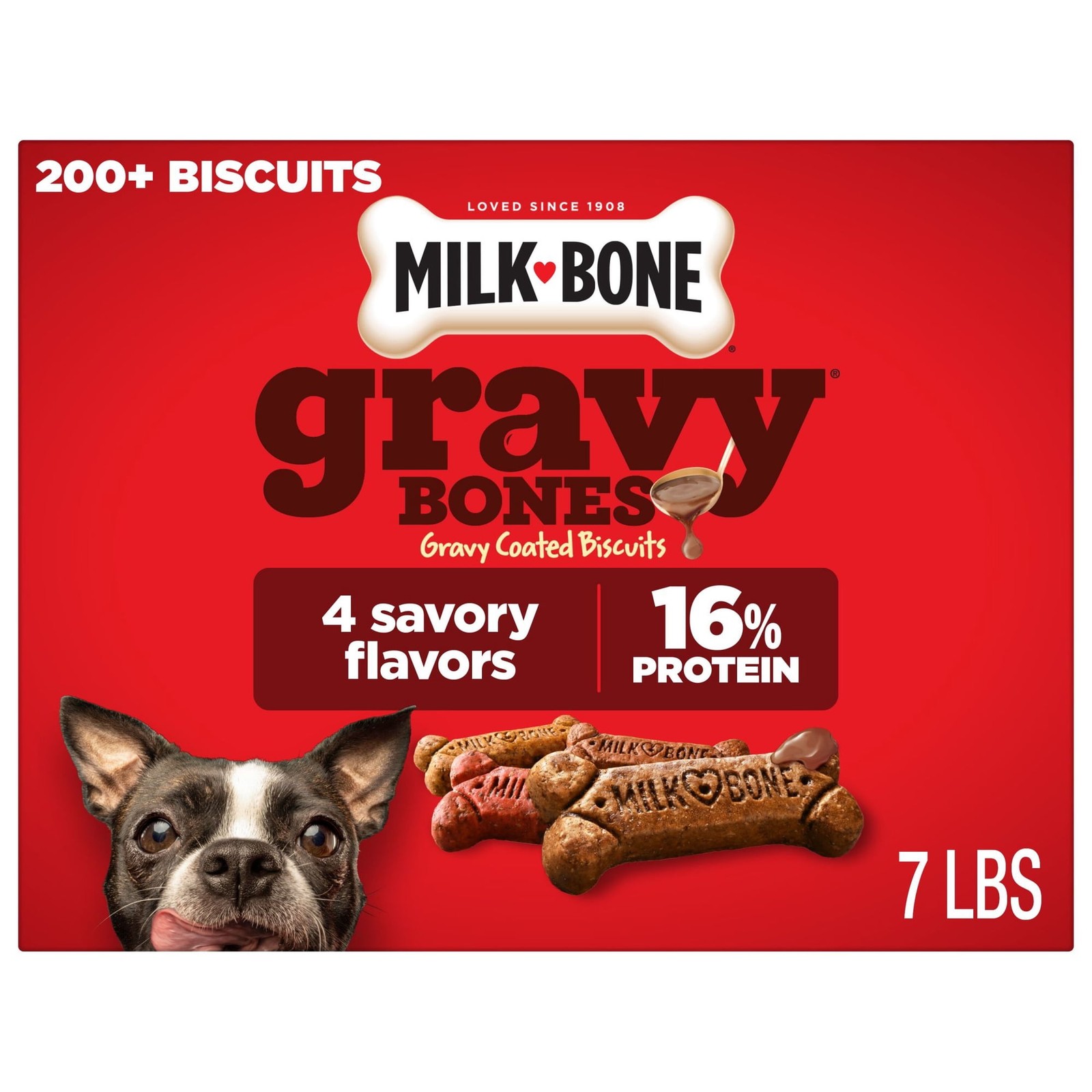 Milk-Bone Gravy Bones Dog Treats with 4 Meat Flavors Coated in Gravy, 7 LBS*