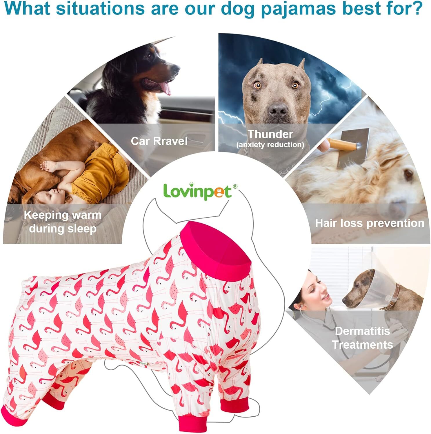 LovinPet 4 Leg Large Dog Pjs Anxiety Calming Shirt Pajamas Pullover Clothes Warm